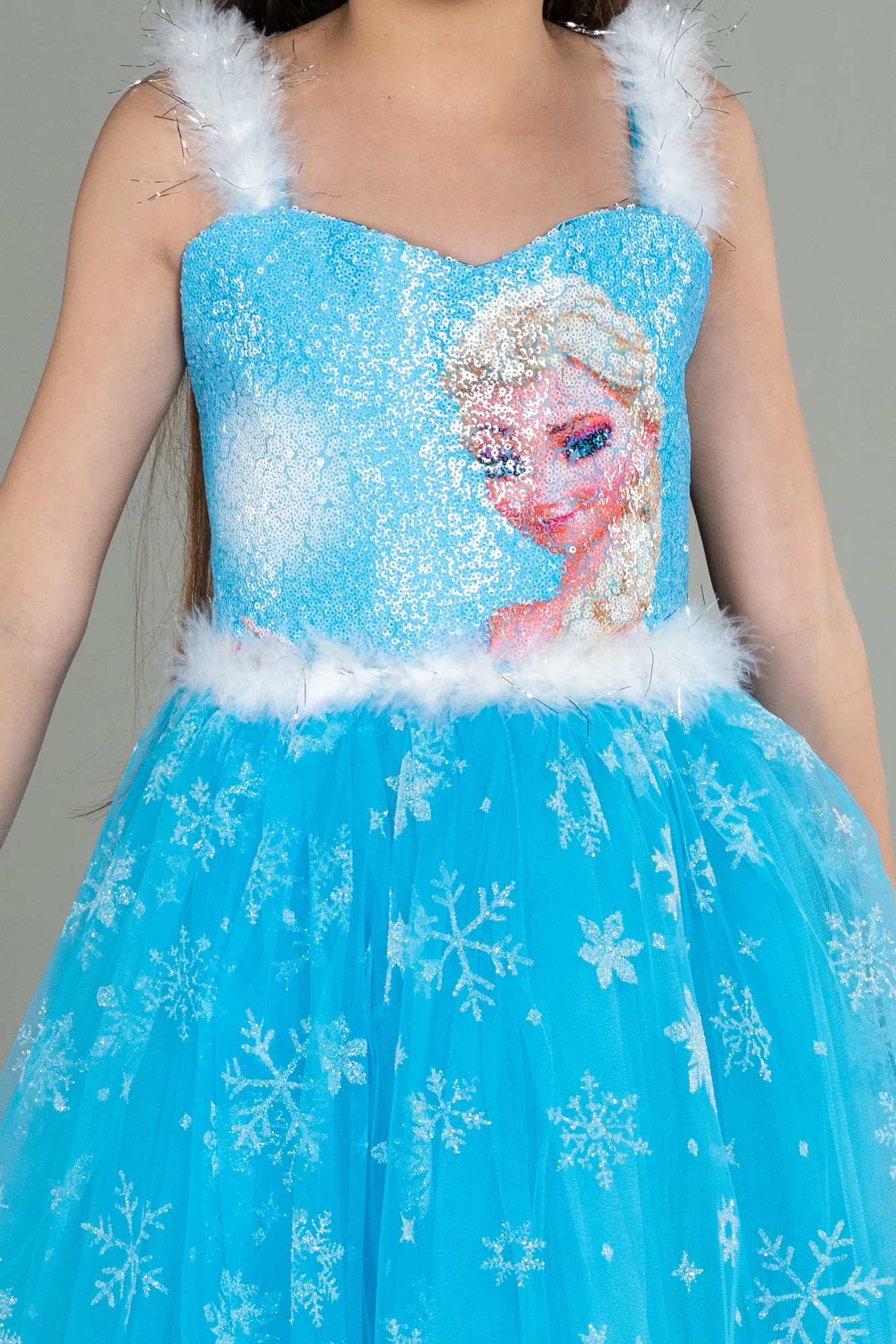 Blue-Front Short Back Long Girl Dress ABO097