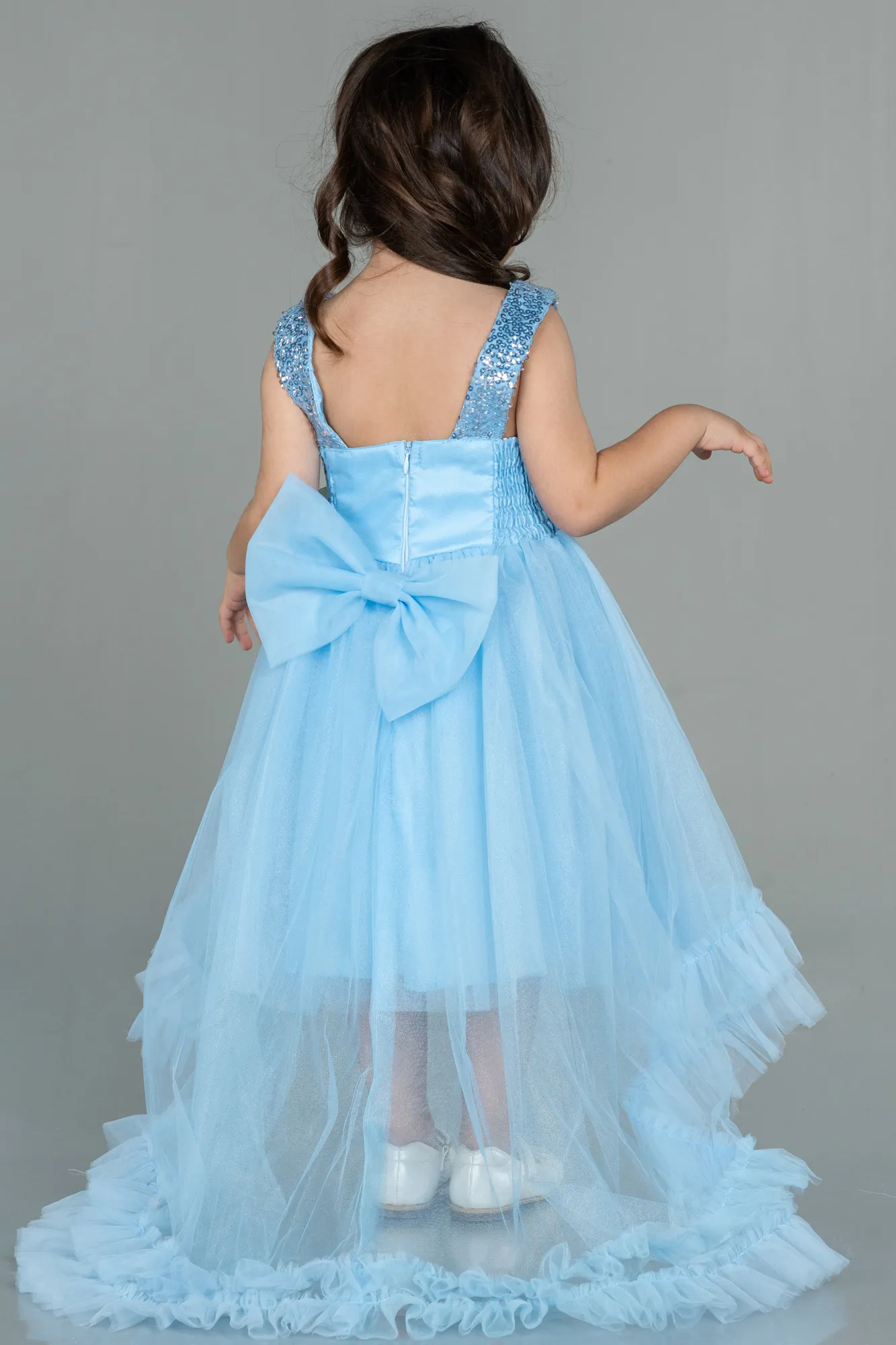 Blue-Front Short Back Long Girl Dress ABO102