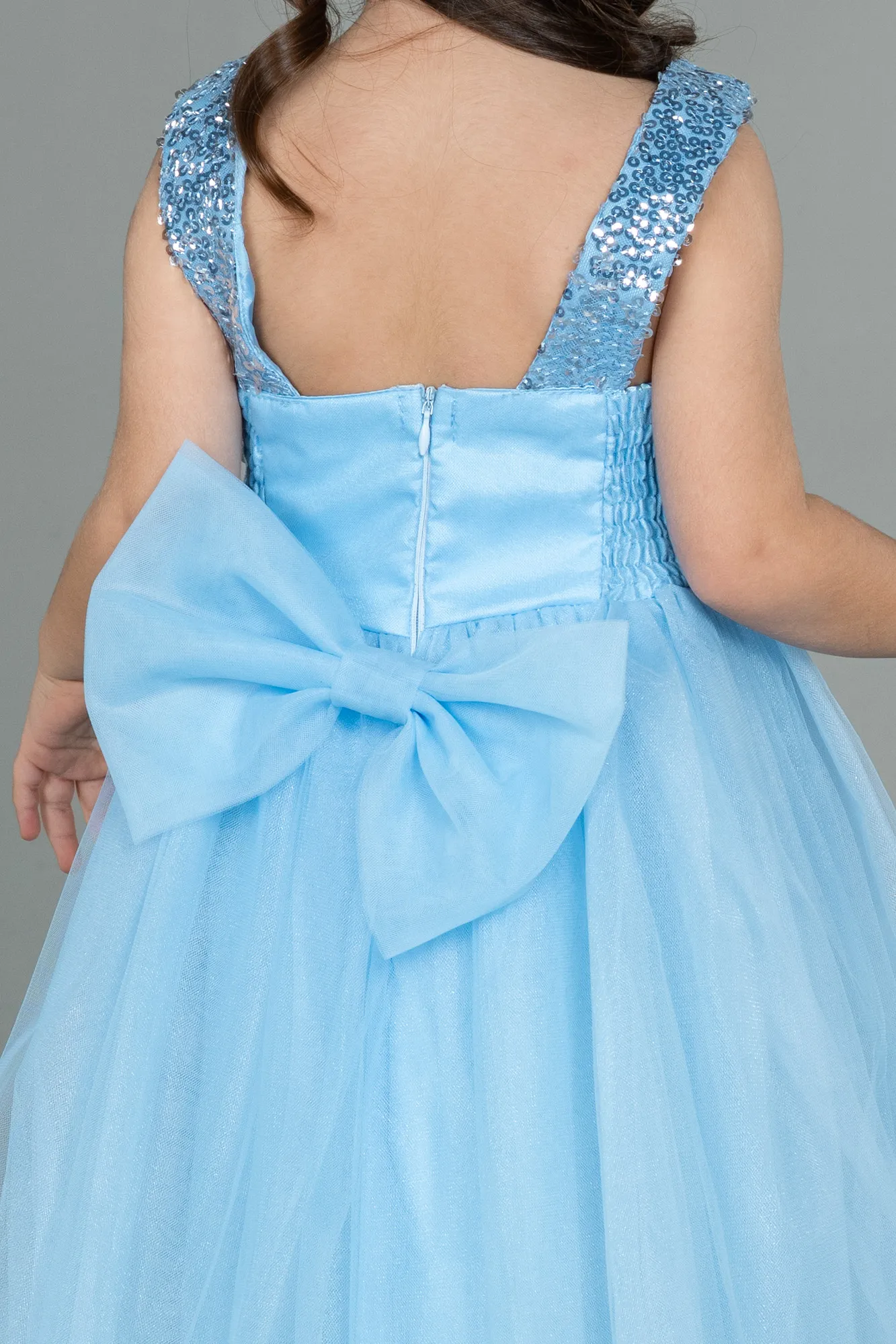 Blue-Front Short Back Long Girl Dress ABO102