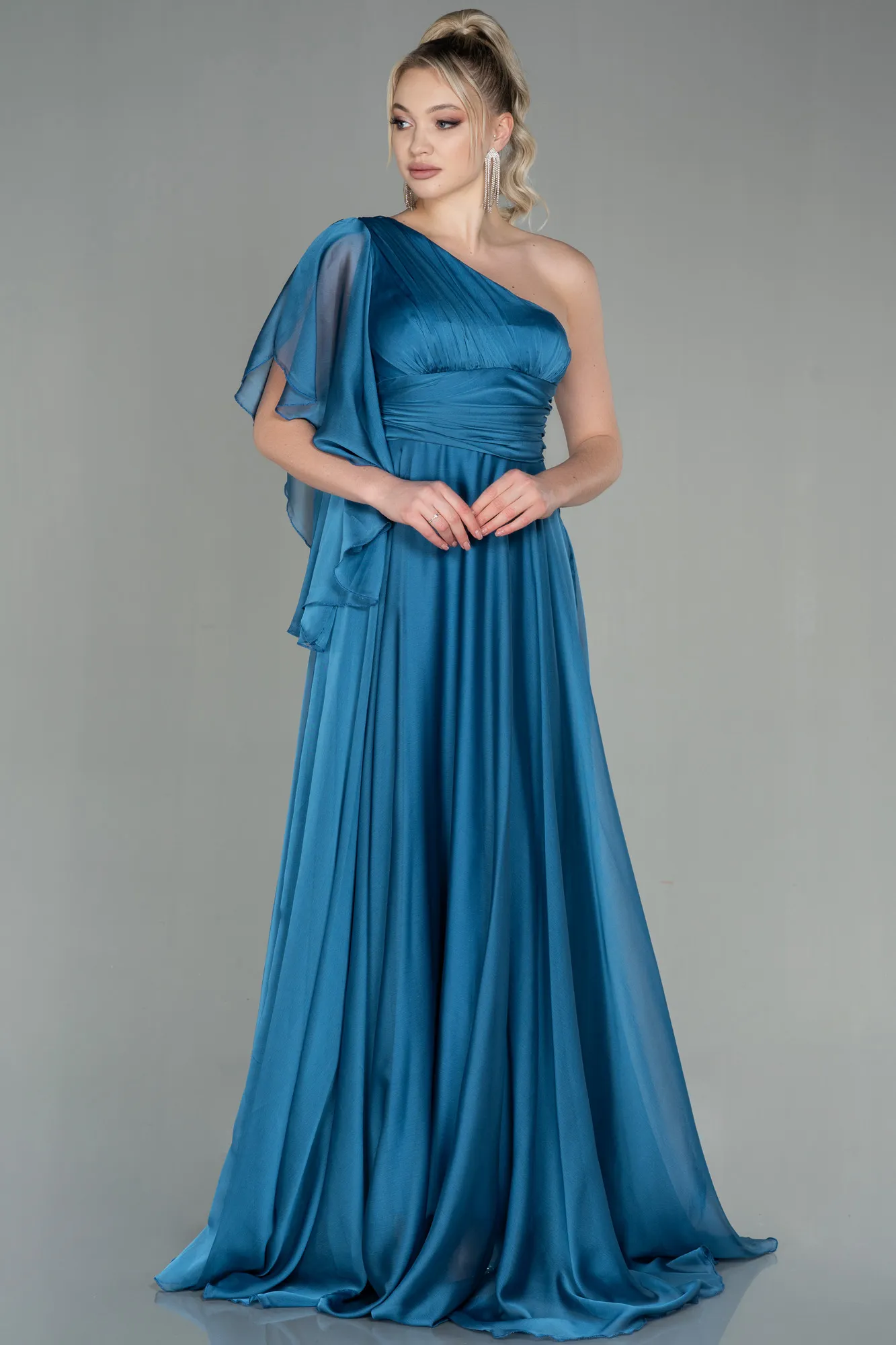 Blue-Long Chiffon Evening Dress ABU3449