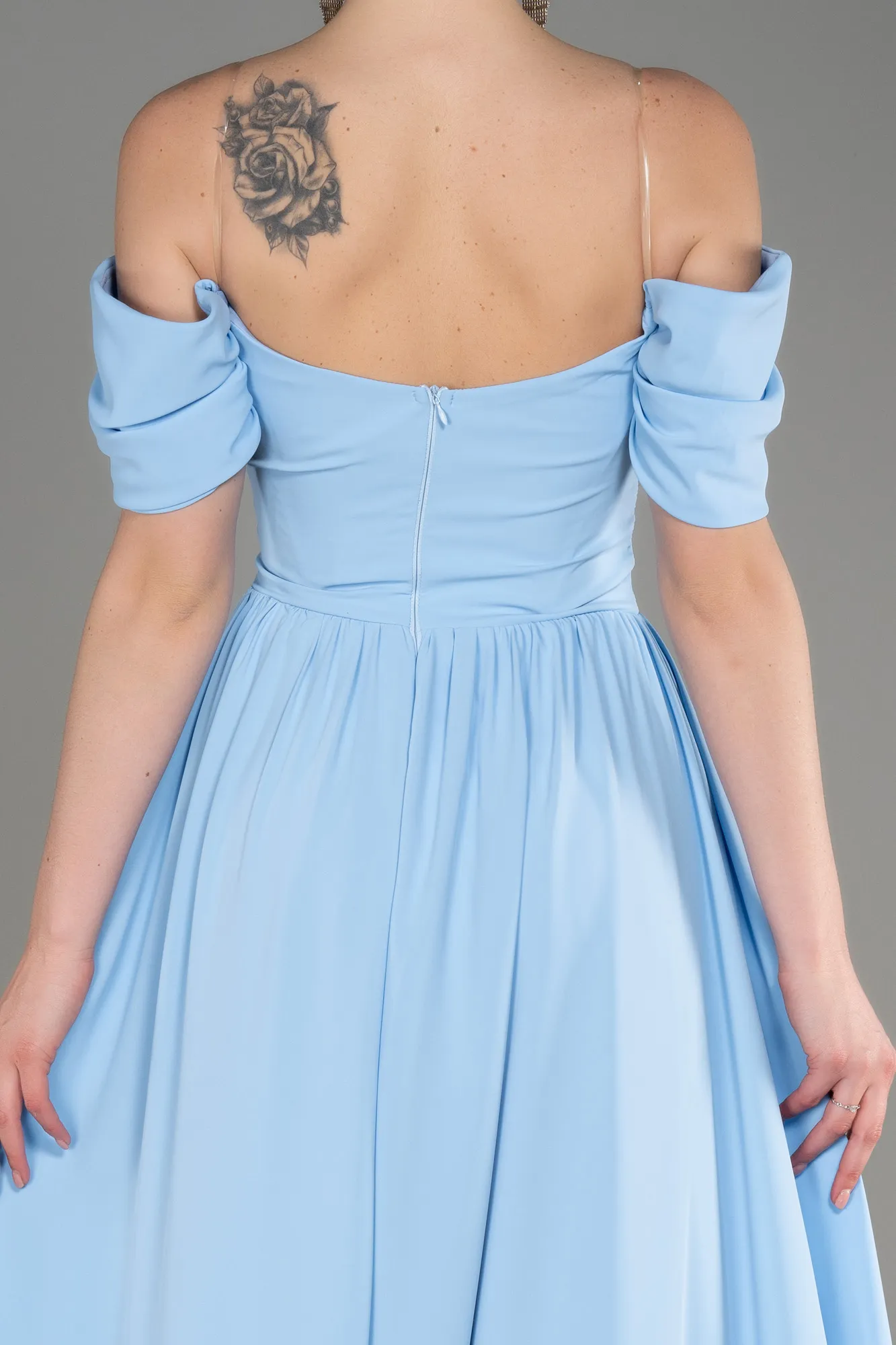 Blue-Long Chiffon Evening Dress ABU3827