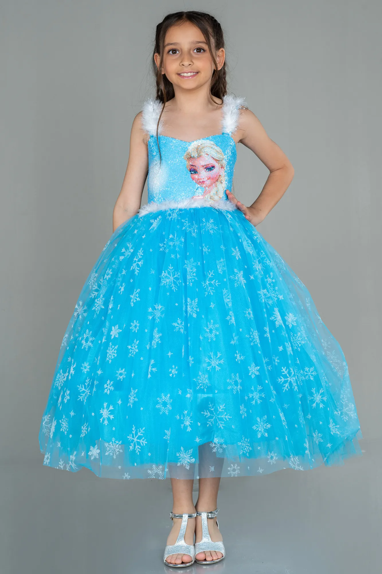 Blue-Long Girl Dress ABU3028