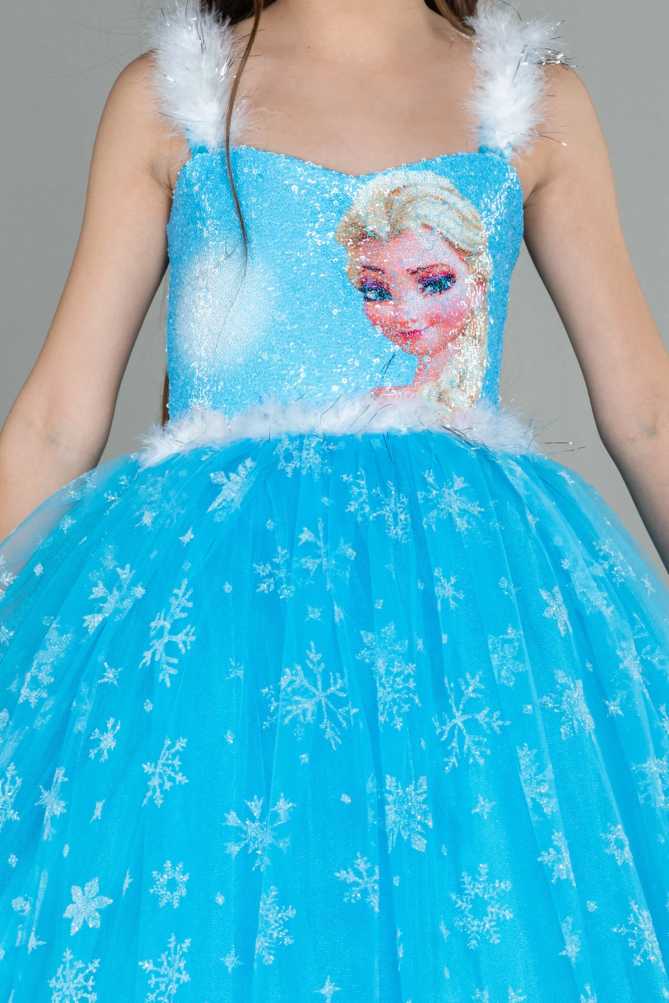 Blue-Long Girl Dress ABU3028