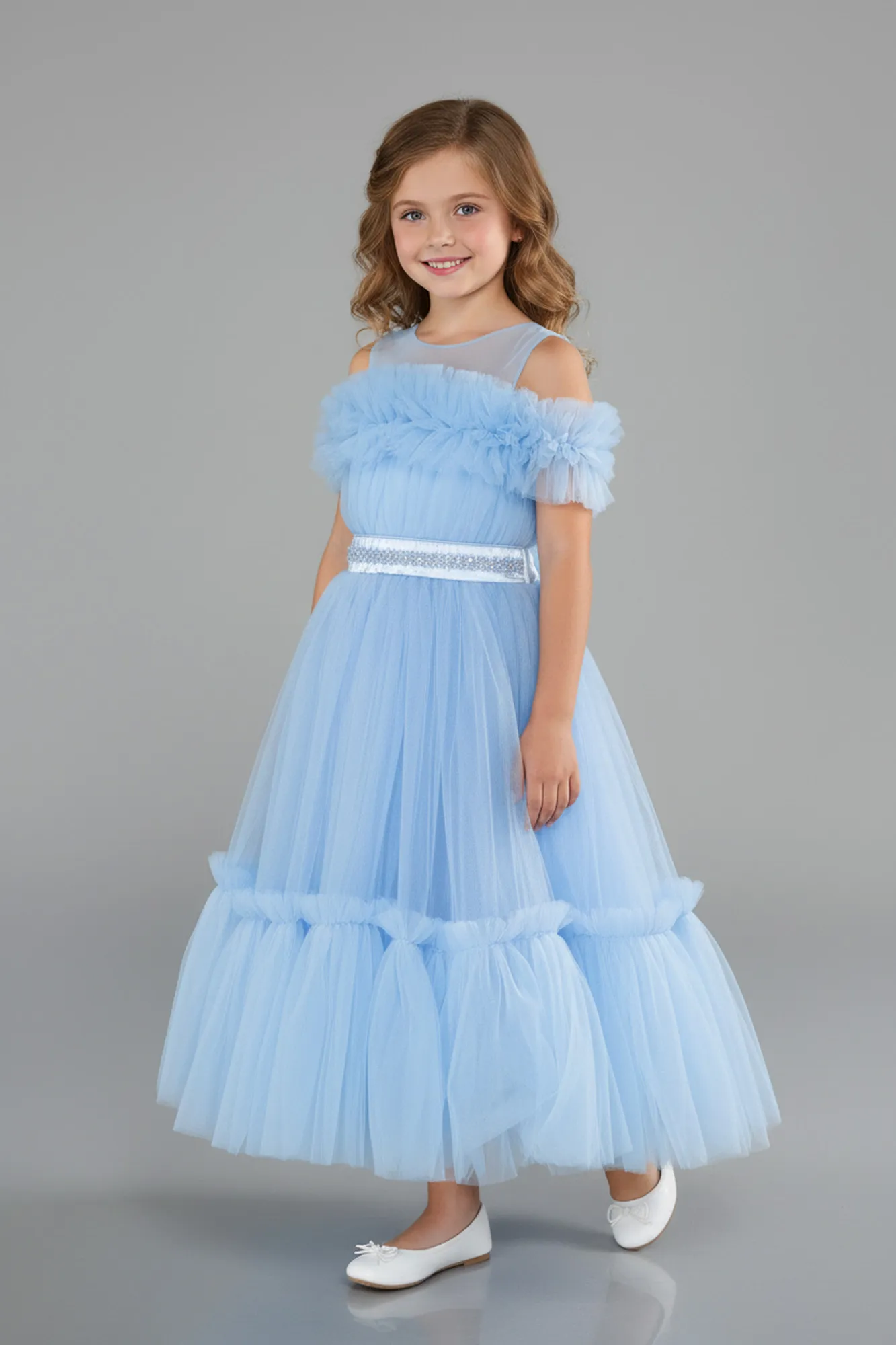 Blue-Long Girl Dress ABU4221