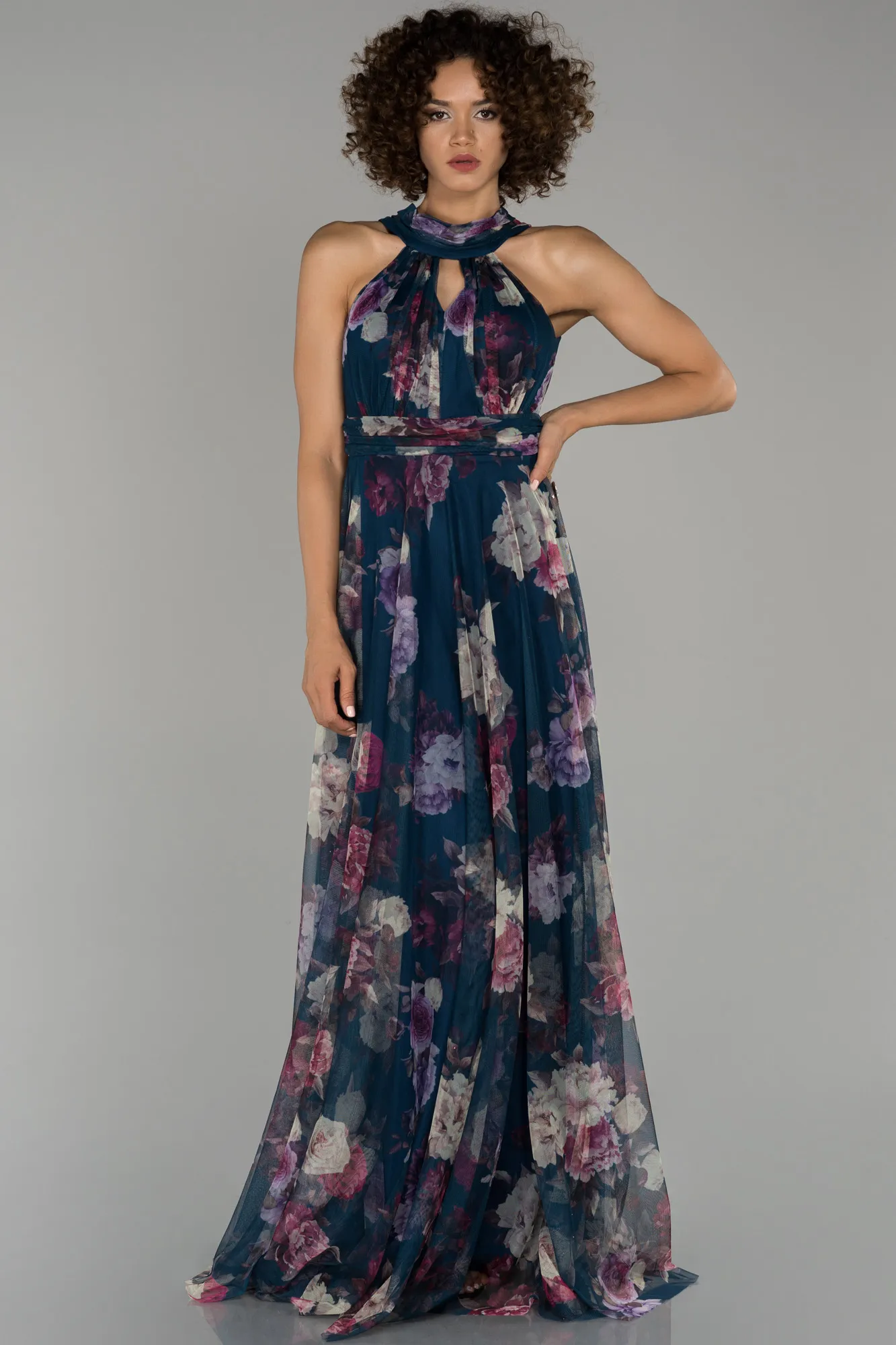 Blue-Long Invitation Dress ABU674