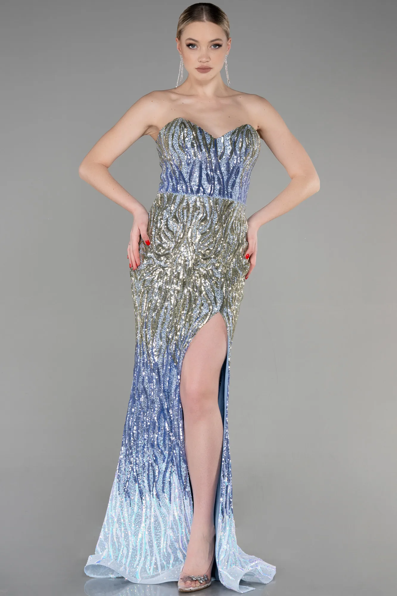 Blue-Long Mermaid Prom Dress ABU3613