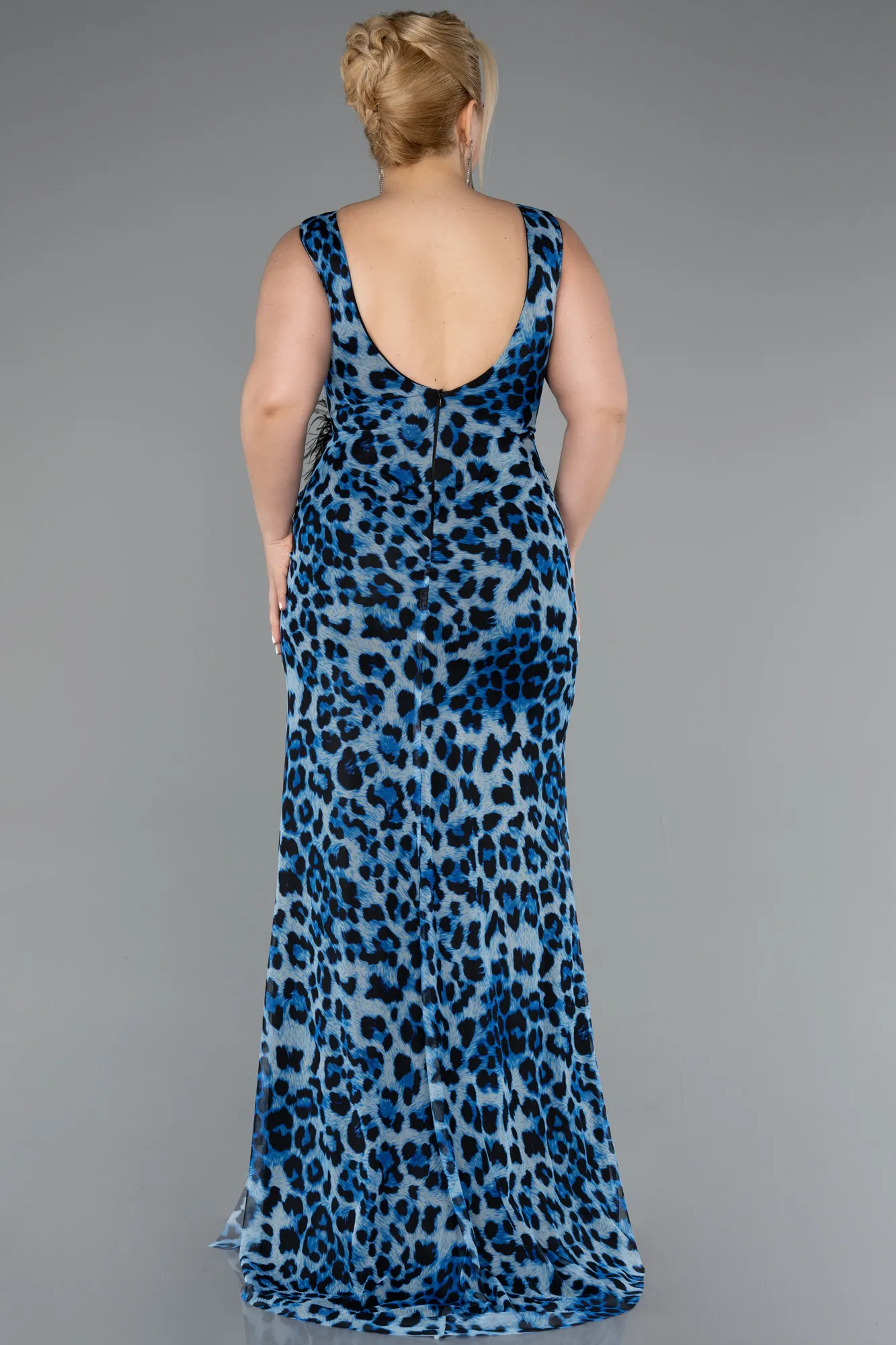 Blue-Long Plus Size Evening Gown ABU5018