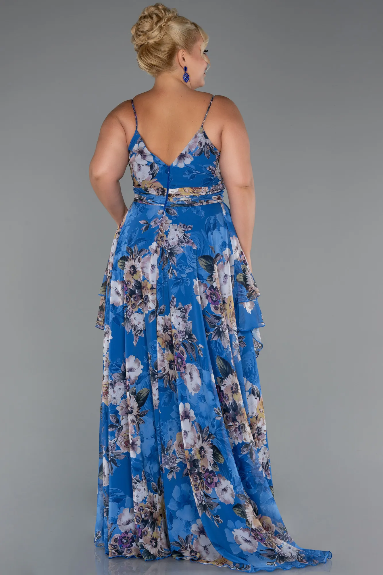 Blue-Long Plus Size Evening Gown ABU5266