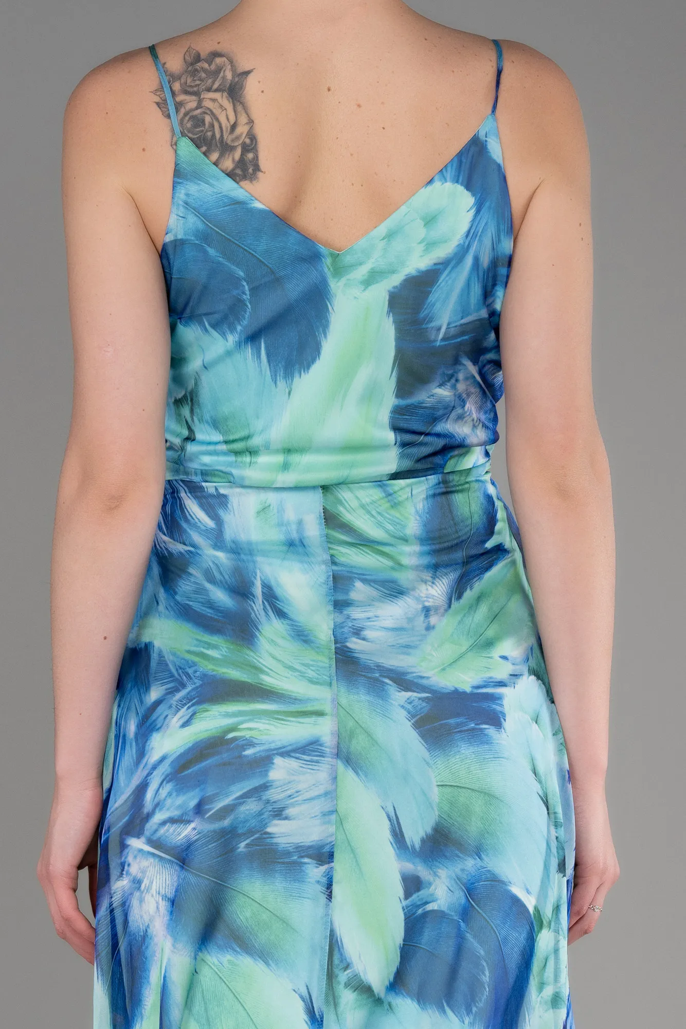 Blue-Midi Chiffon Cocktail Dress ABK2010