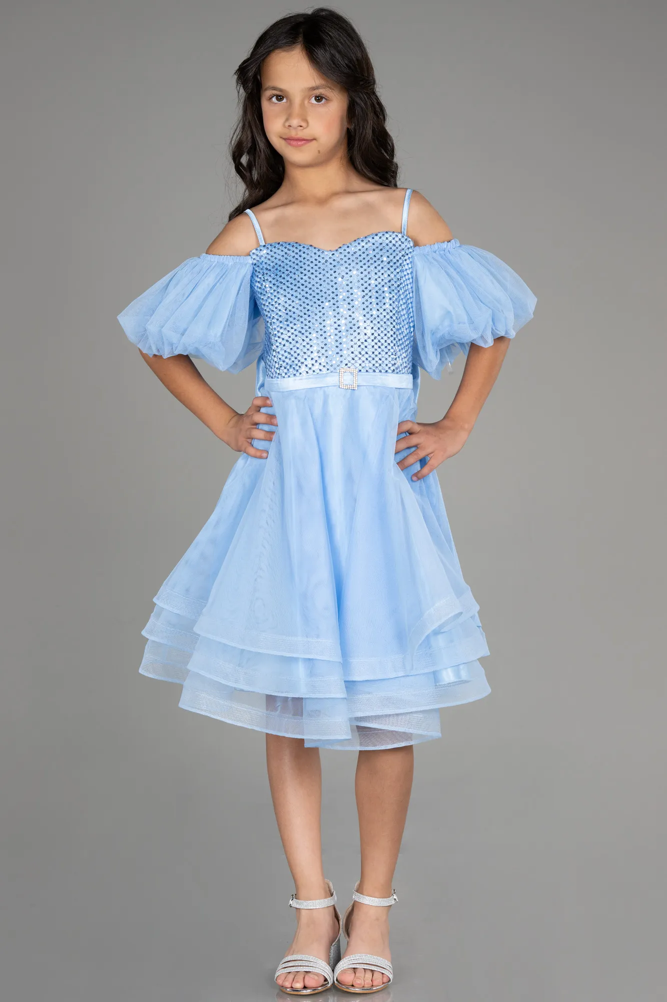 Blue-Short Girl Dress ABK1715