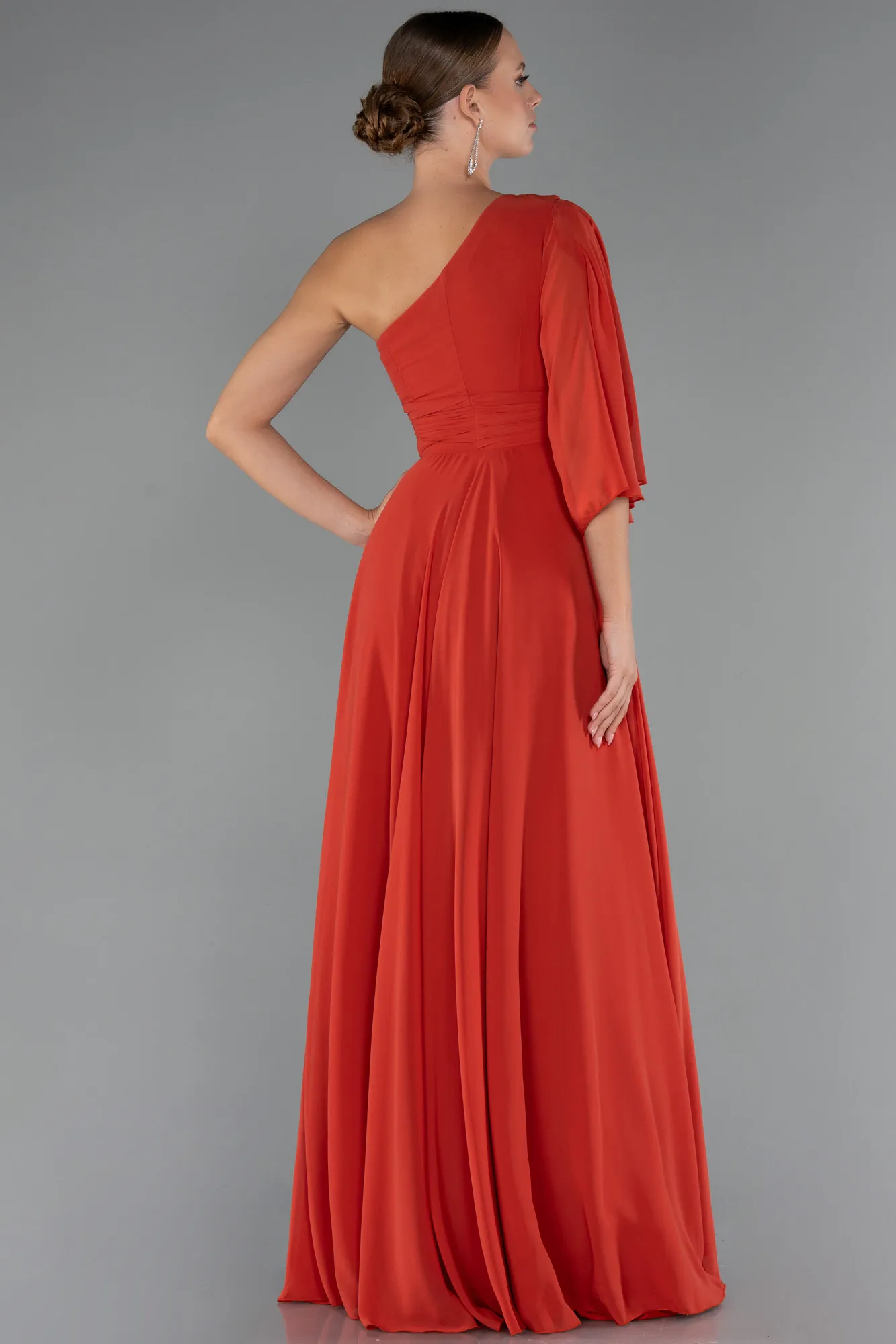 Brick Color-Long Chiffon Prom Gown ABU5259