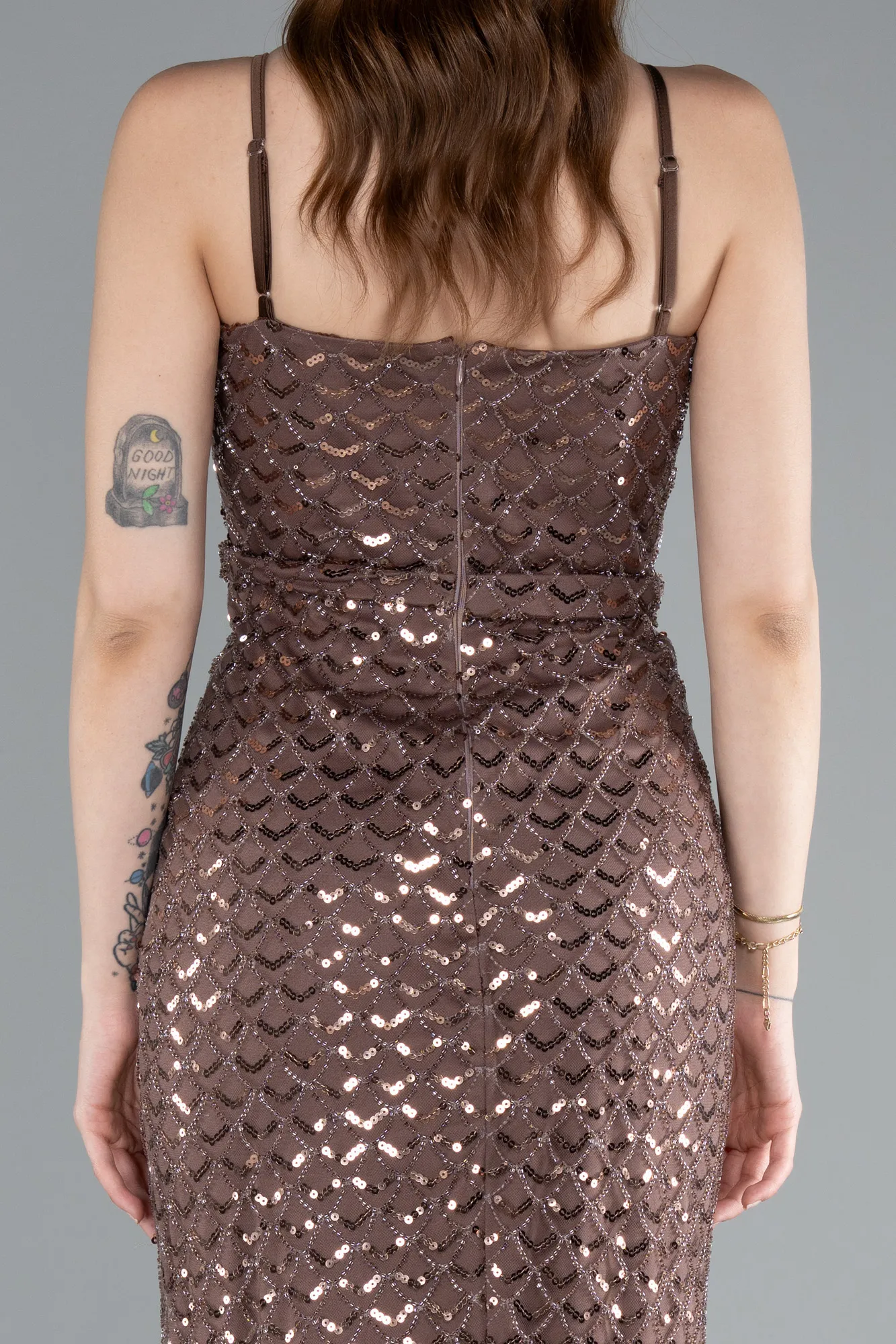 Brown-Long Evening Dress ABU4980