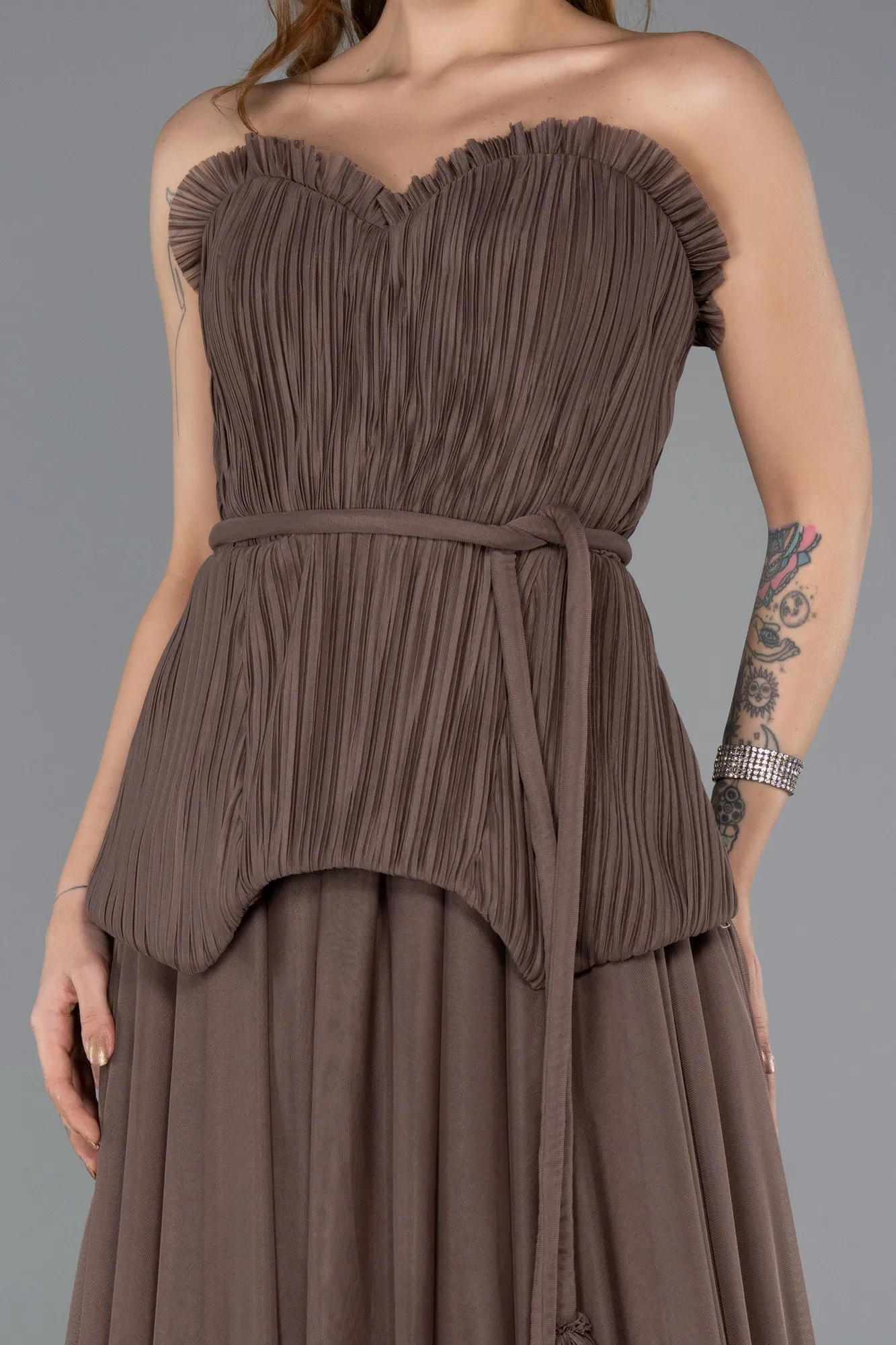 Brown-Long Evening Dress ABU5504