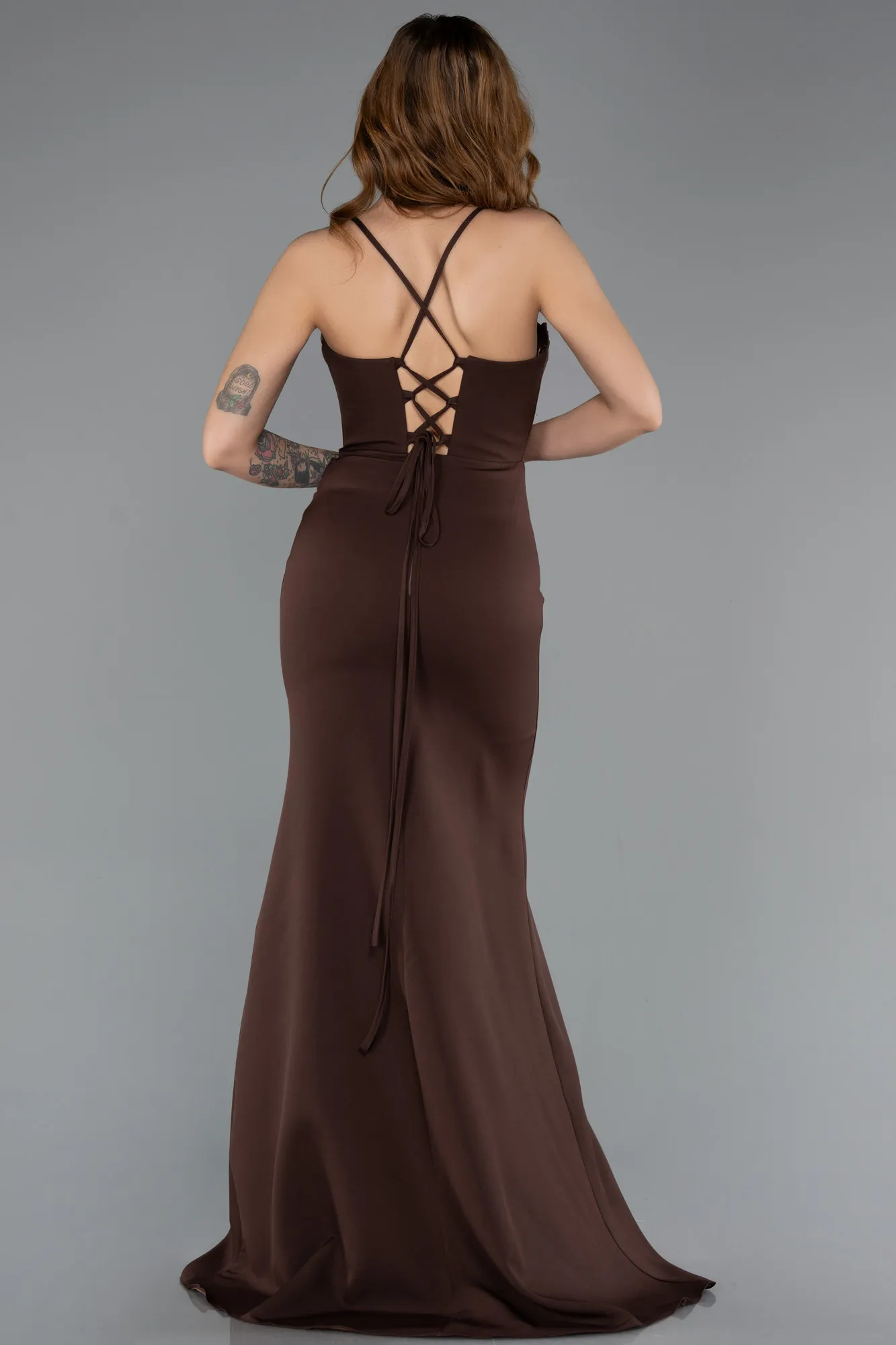 Brown-Long Evening Dress ABU5506
