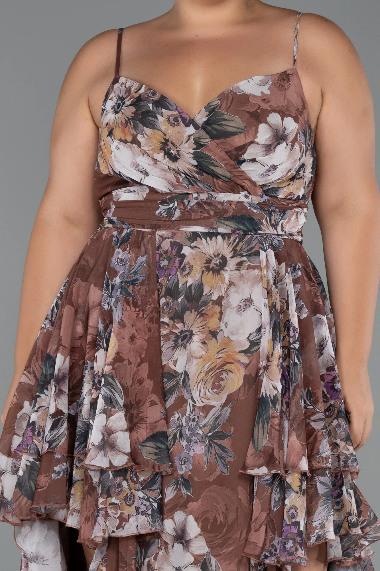 Brown-Long Plus Size Evening Gown ABU5266