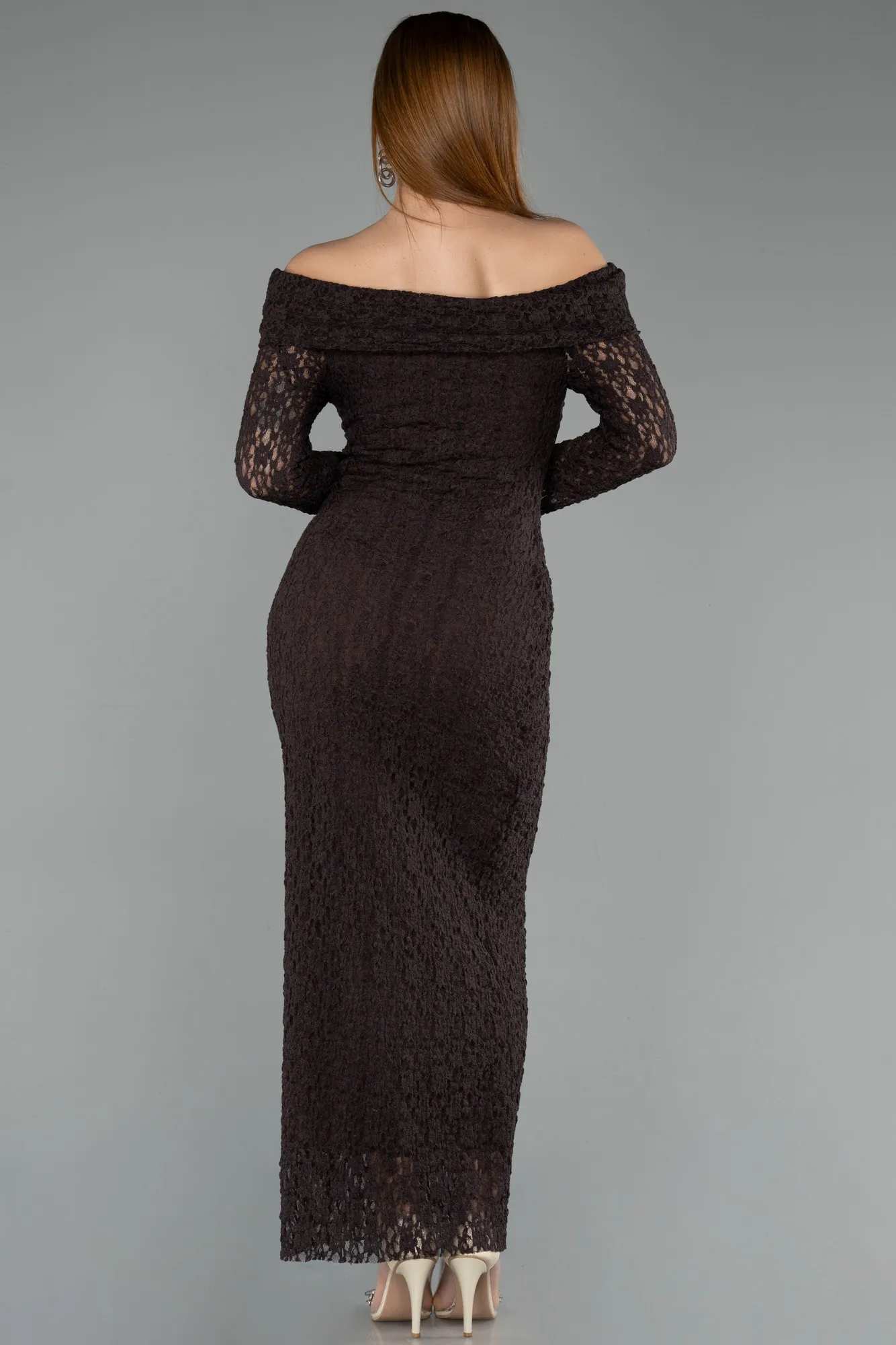 Brown-Midi Dantelle Party Dress ABK2488