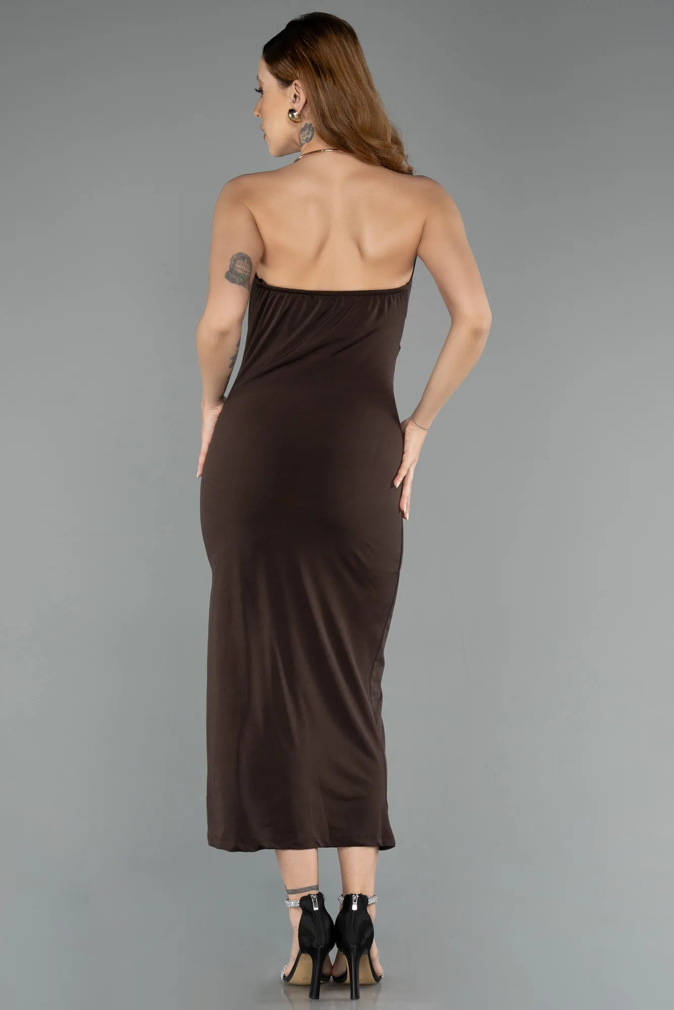 Brown-Midi Party Dress ABK2495