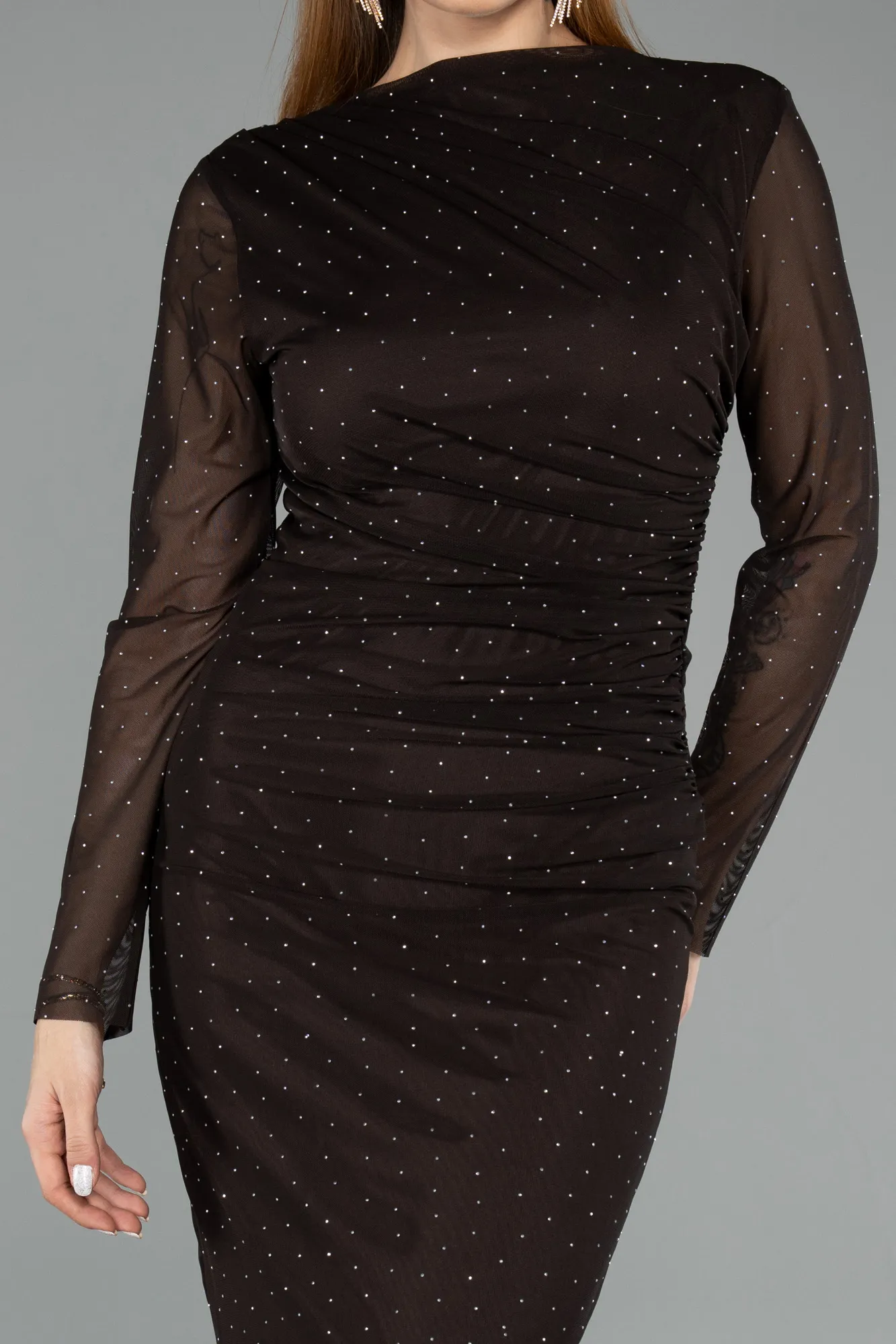 Brown-Midi Stony Cocktail Dress ABK2492