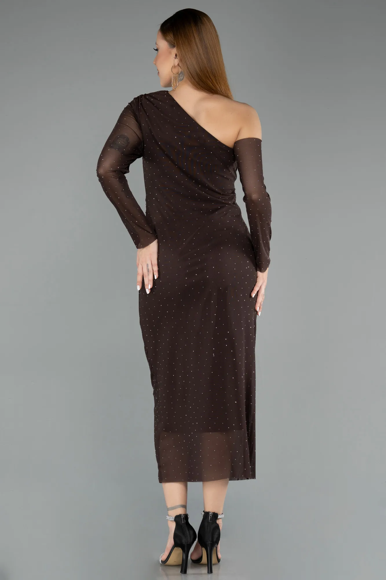 Brown-Midi Stony Cocktail Dress ABK2493