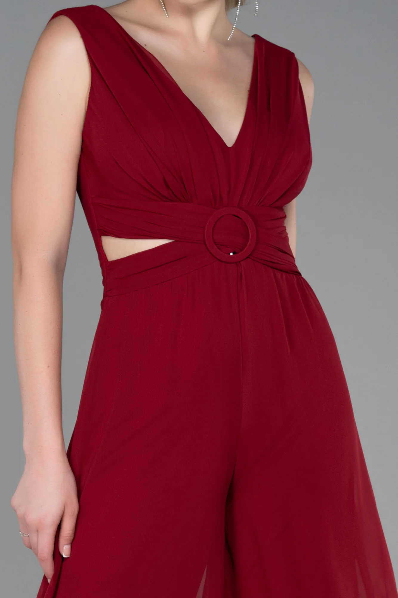 Burgundy-Chiffon Invitation Dress ABT075