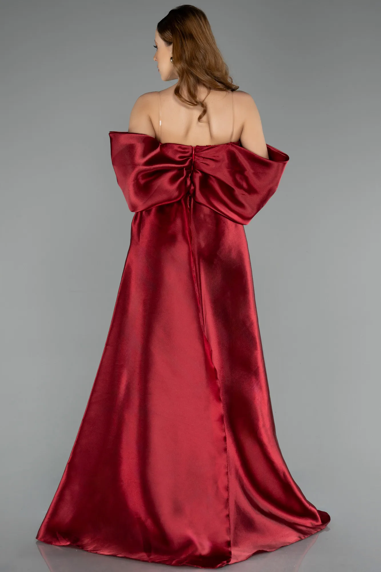 Burgundy-Long Beaded Evening Dress ABU5234