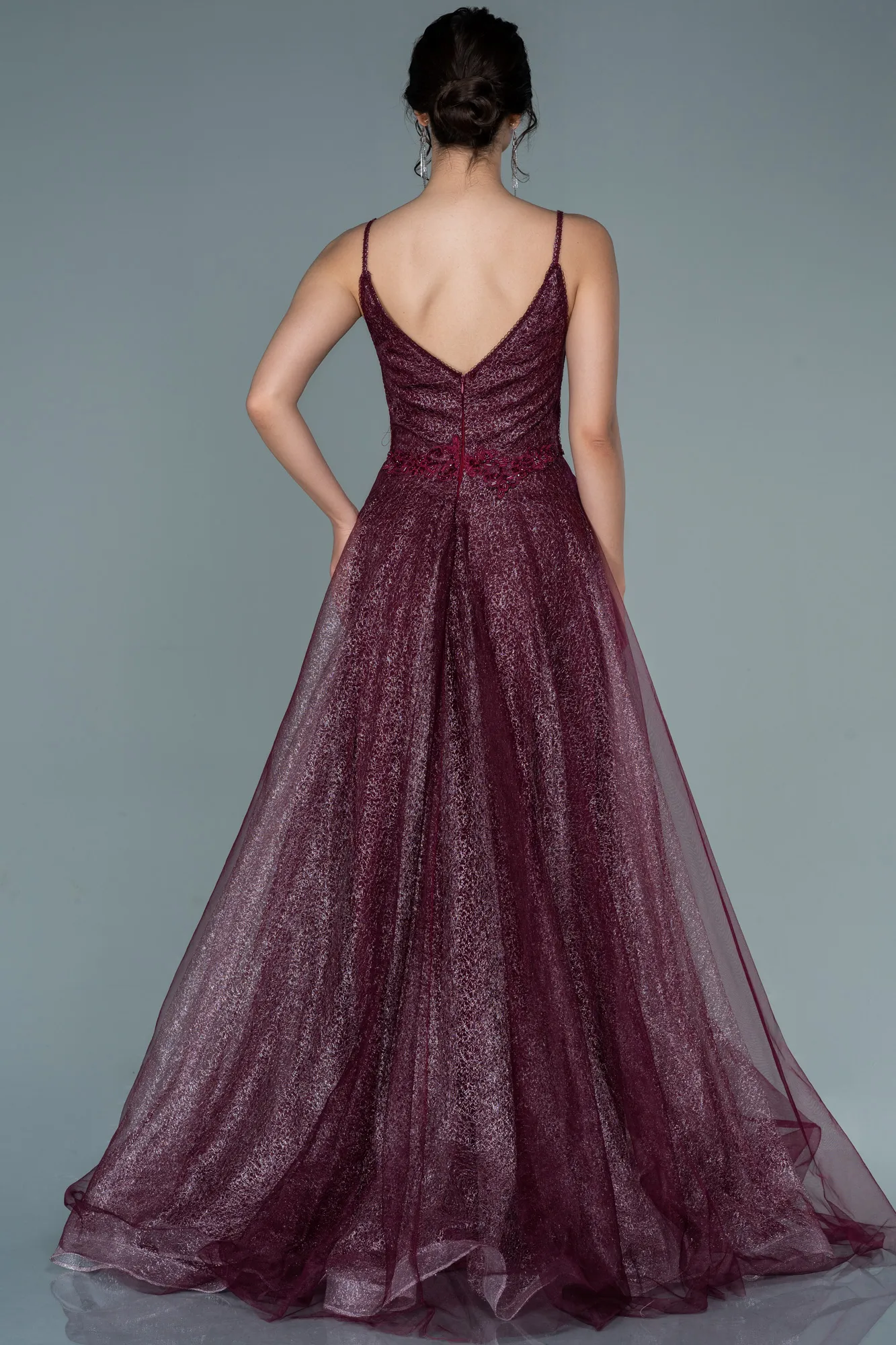 Burgundy-Long Engagement Dress ABU1442