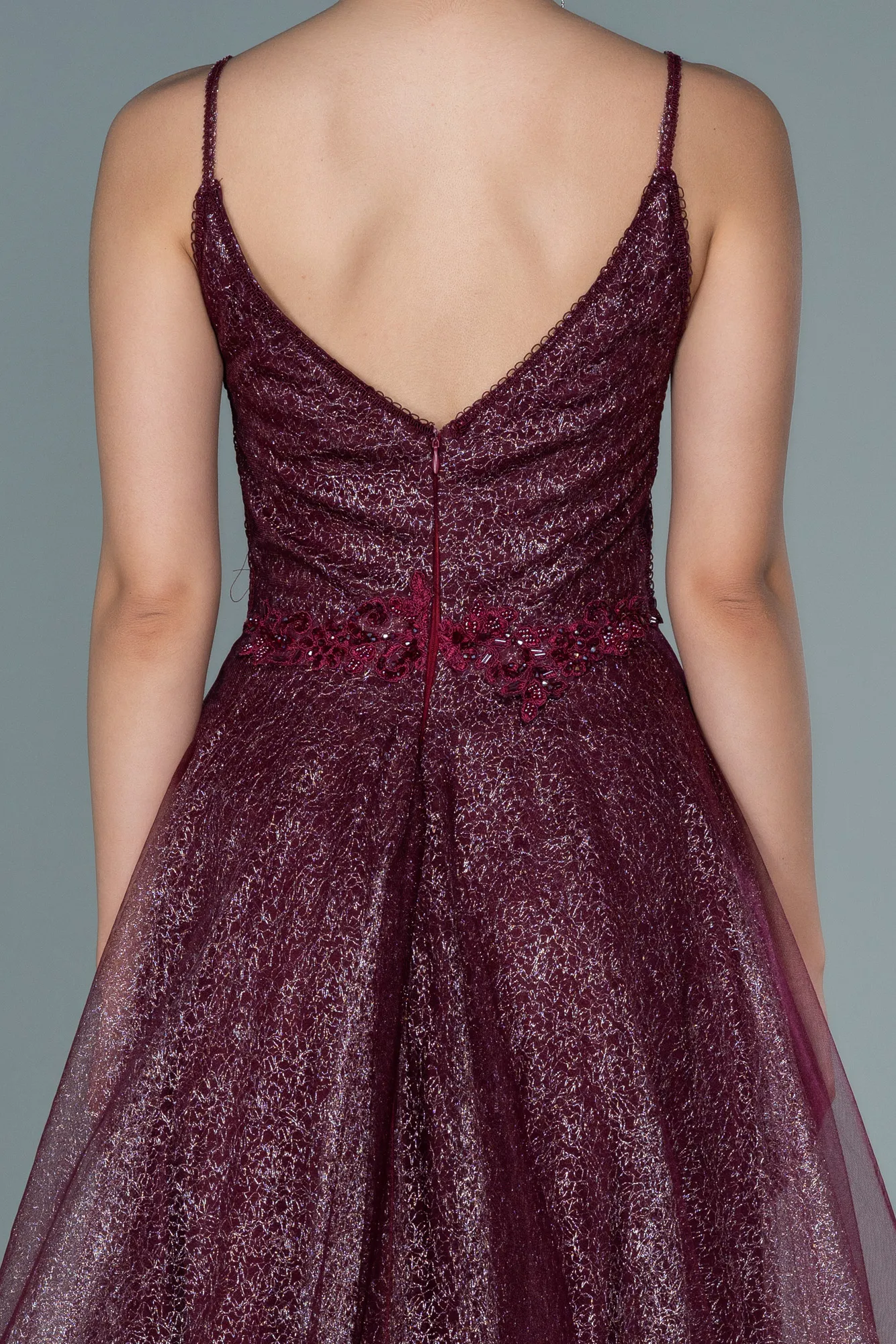Burgundy-Long Engagement Dress ABU1442