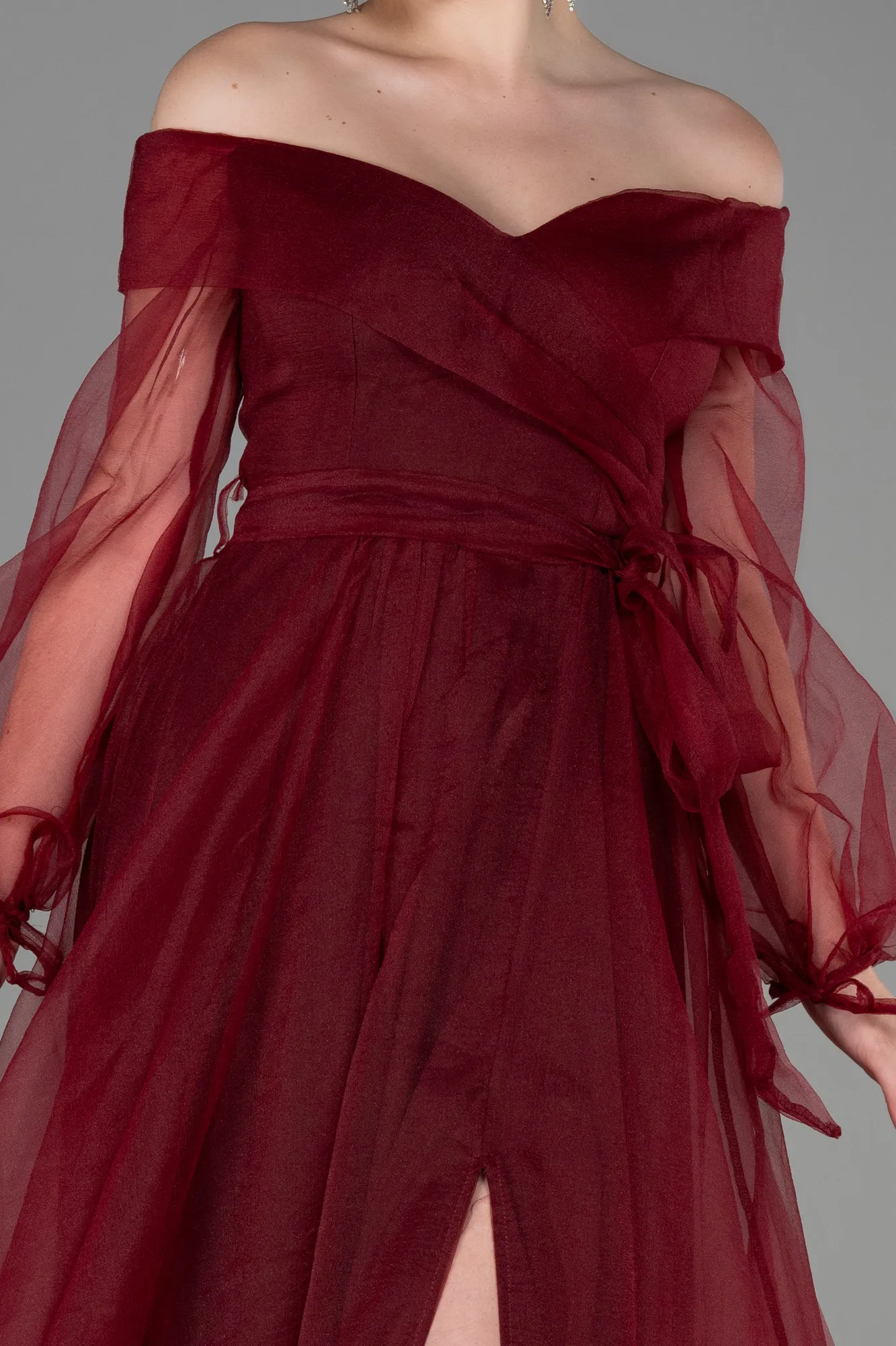 Burgundy-Long Engagement Dress ABU1468