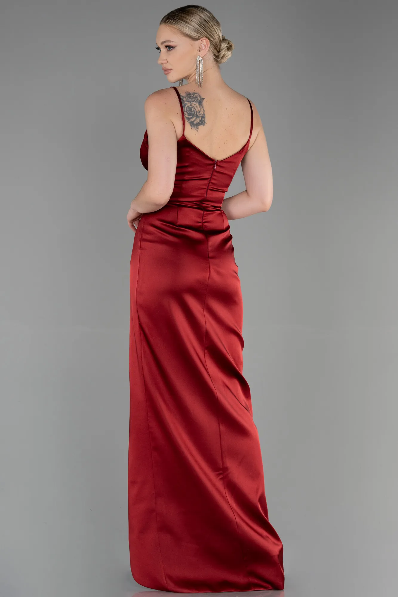 Burgundy-Long Engagement Dress ABU564
