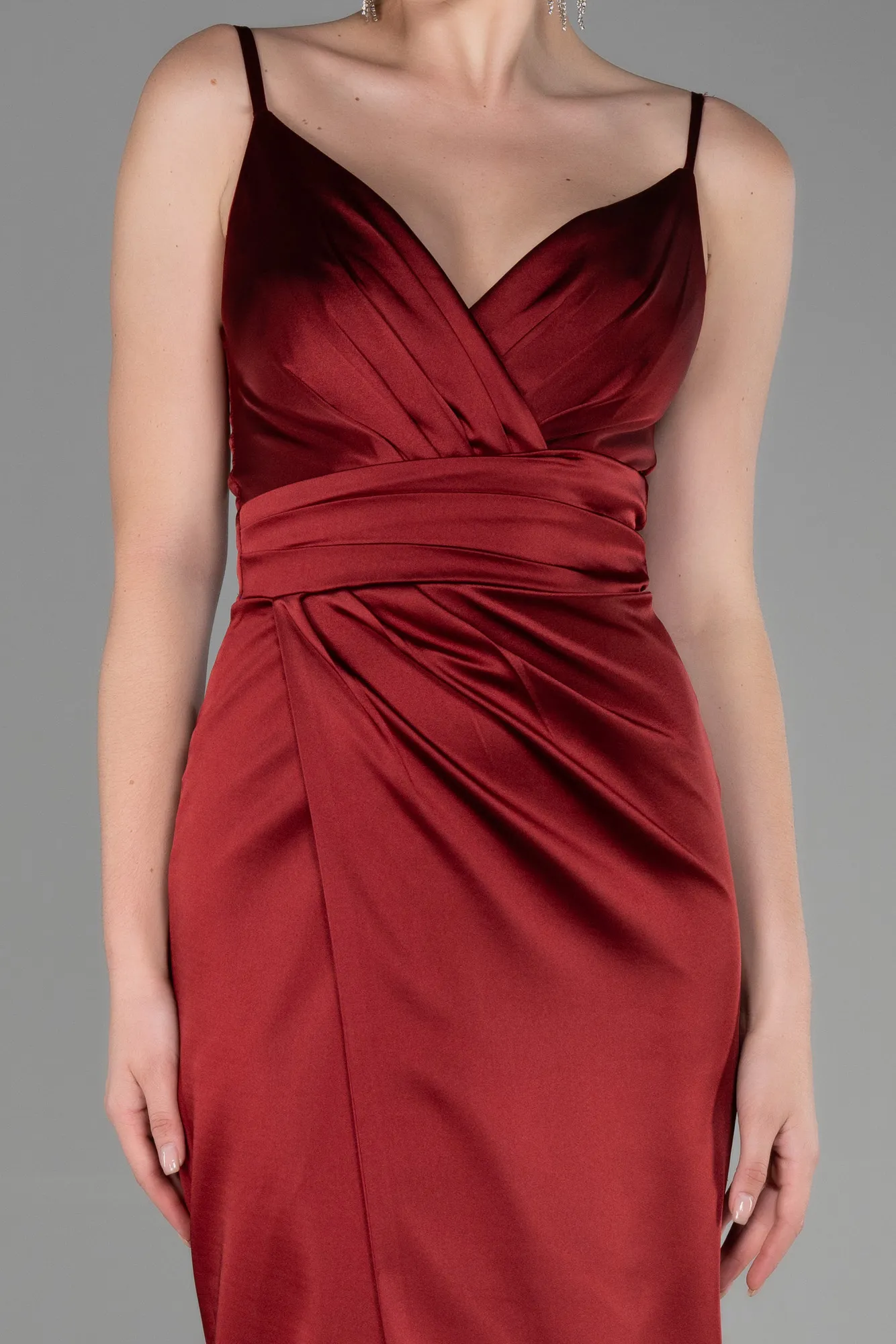 Burgundy-Long Engagement Dress ABU564