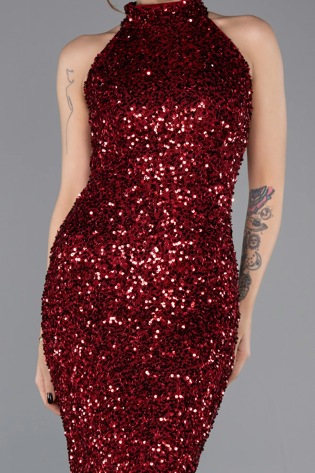 Burgundy-Long Evening Dress ABK2474