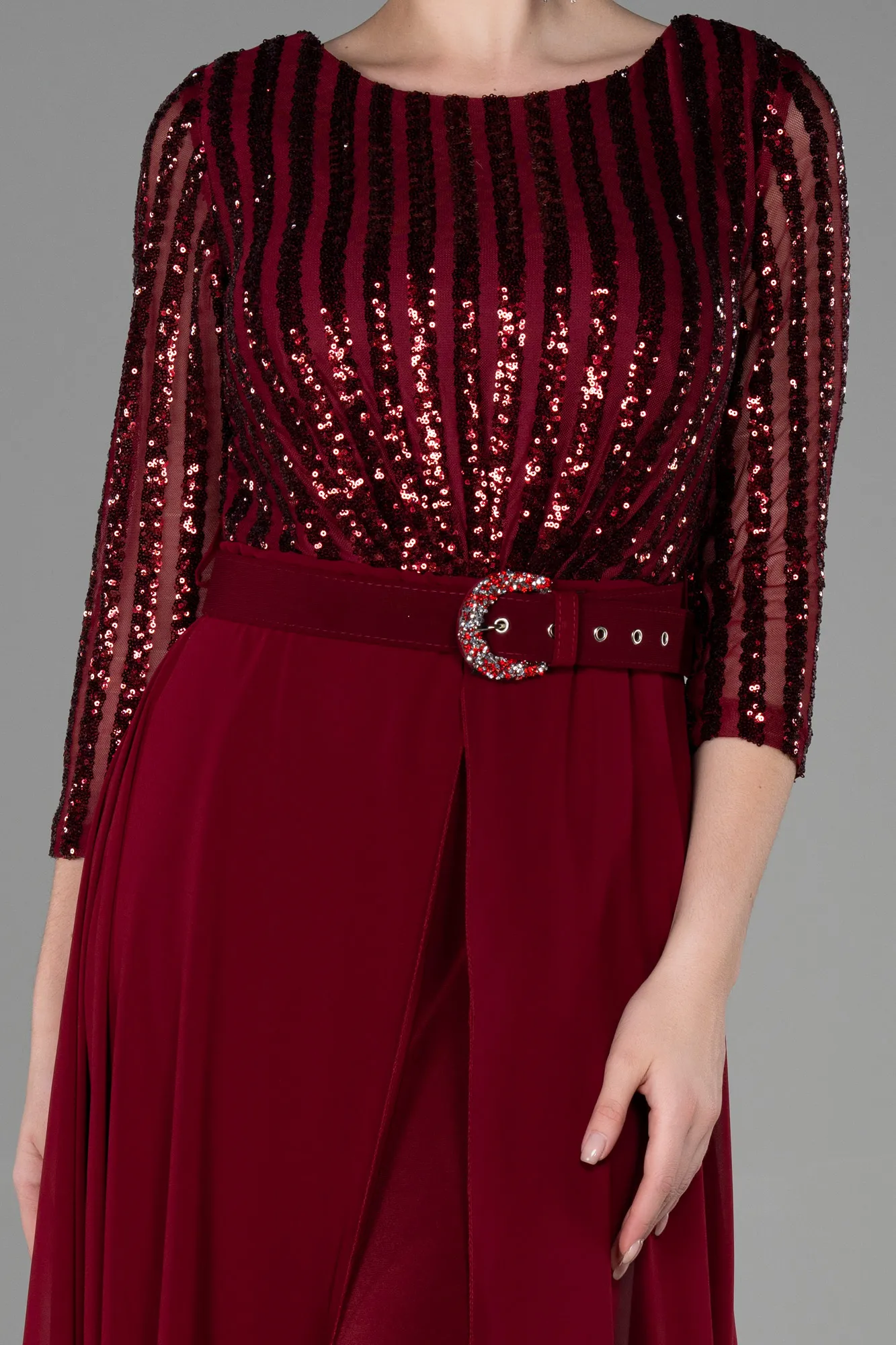 Burgundy-Long Evening Dress ABT052