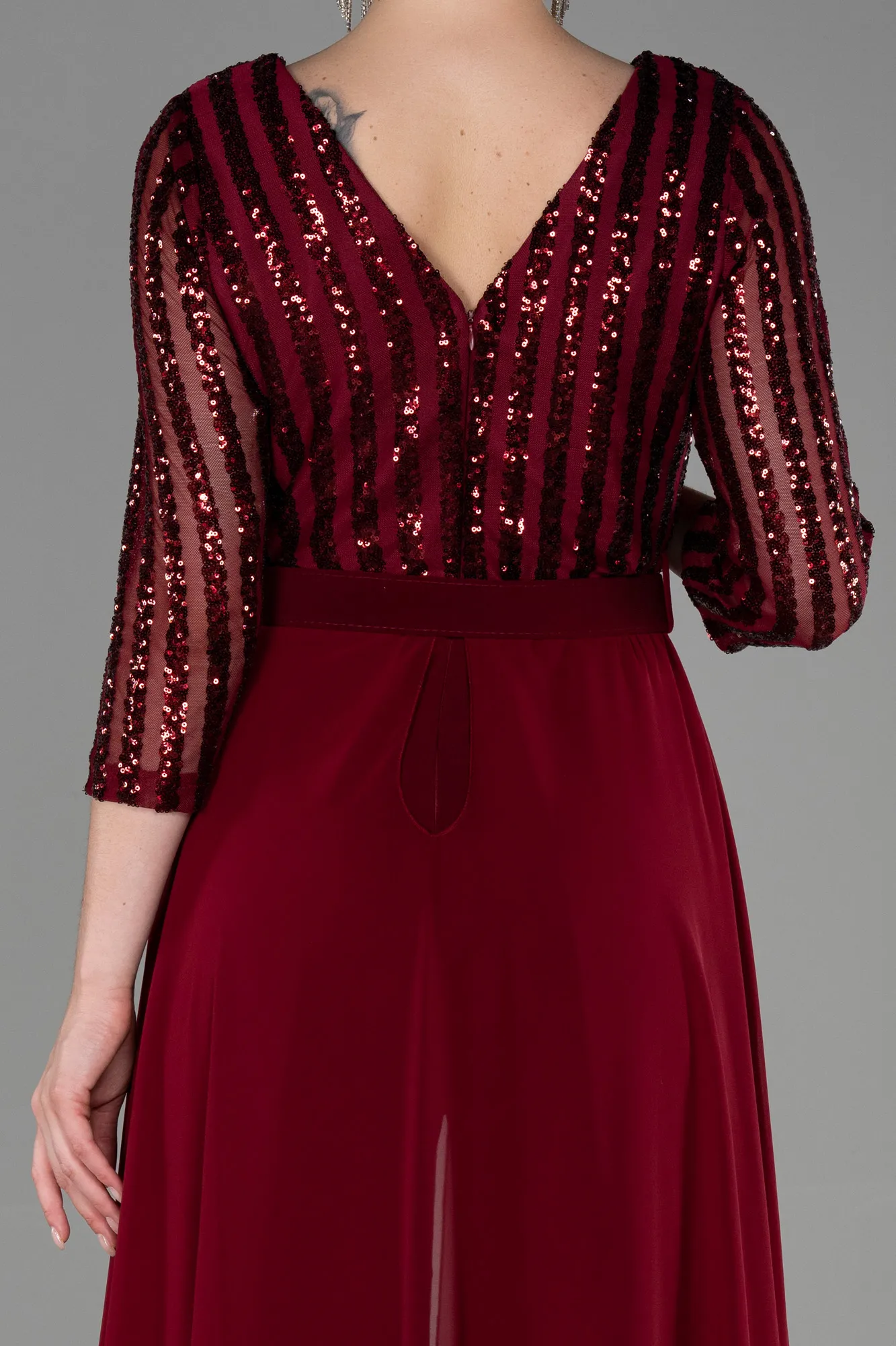 Burgundy-Long Evening Dress ABT052