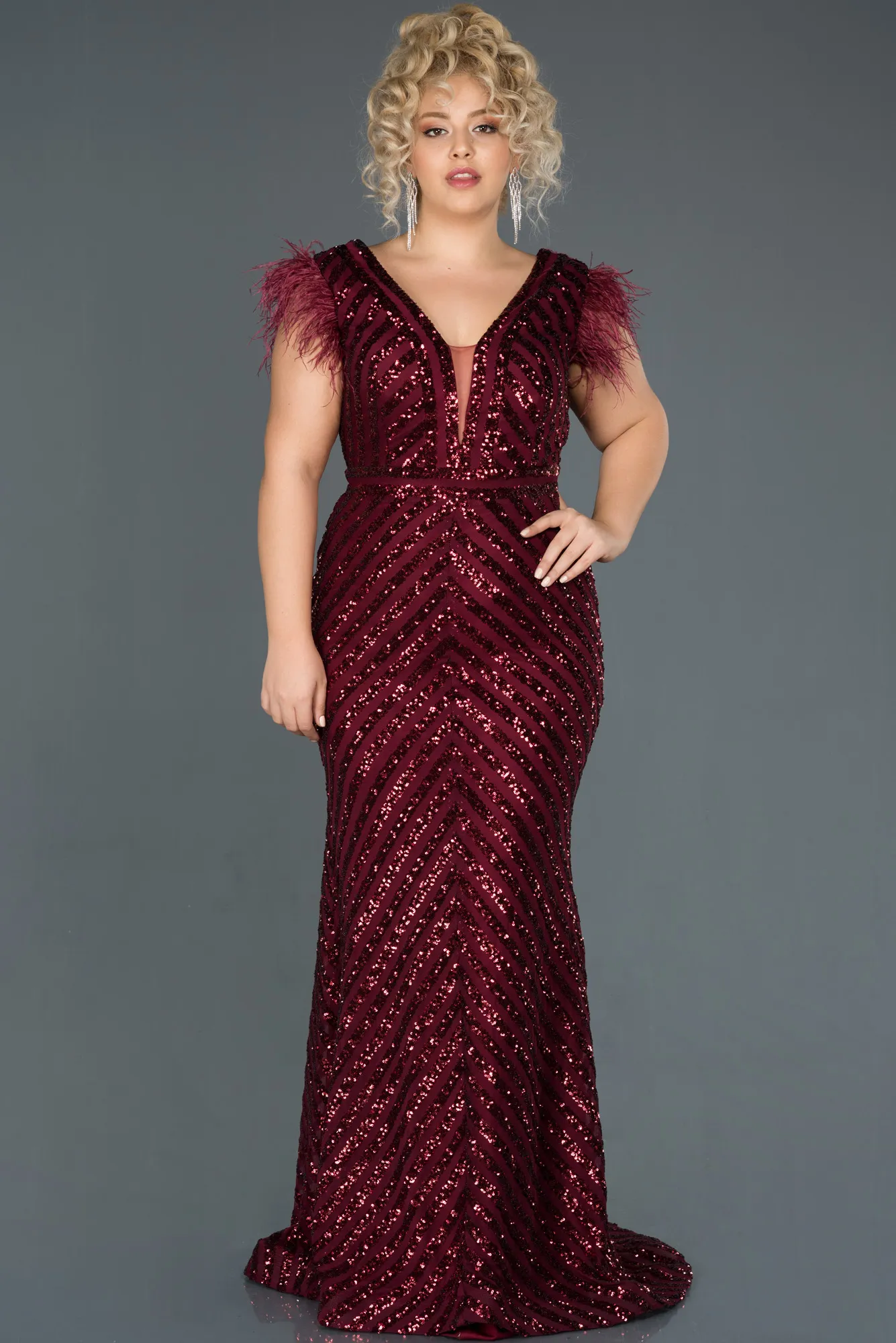 Burgundy-Long Evening Dress ABU1044