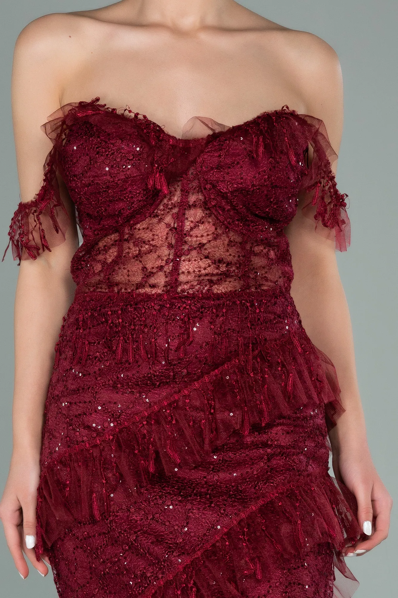 Burgundy-Long Evening Dress ABU1596