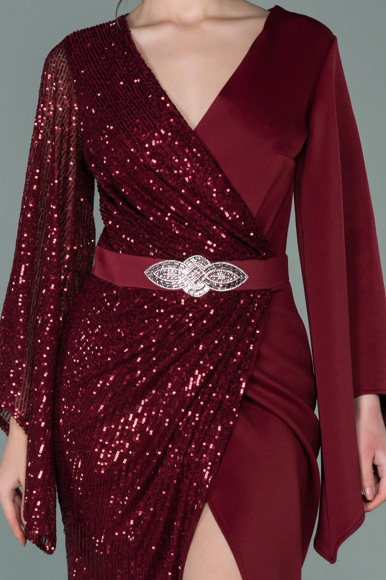 Burgundy-Long Evening Dress ABU2147