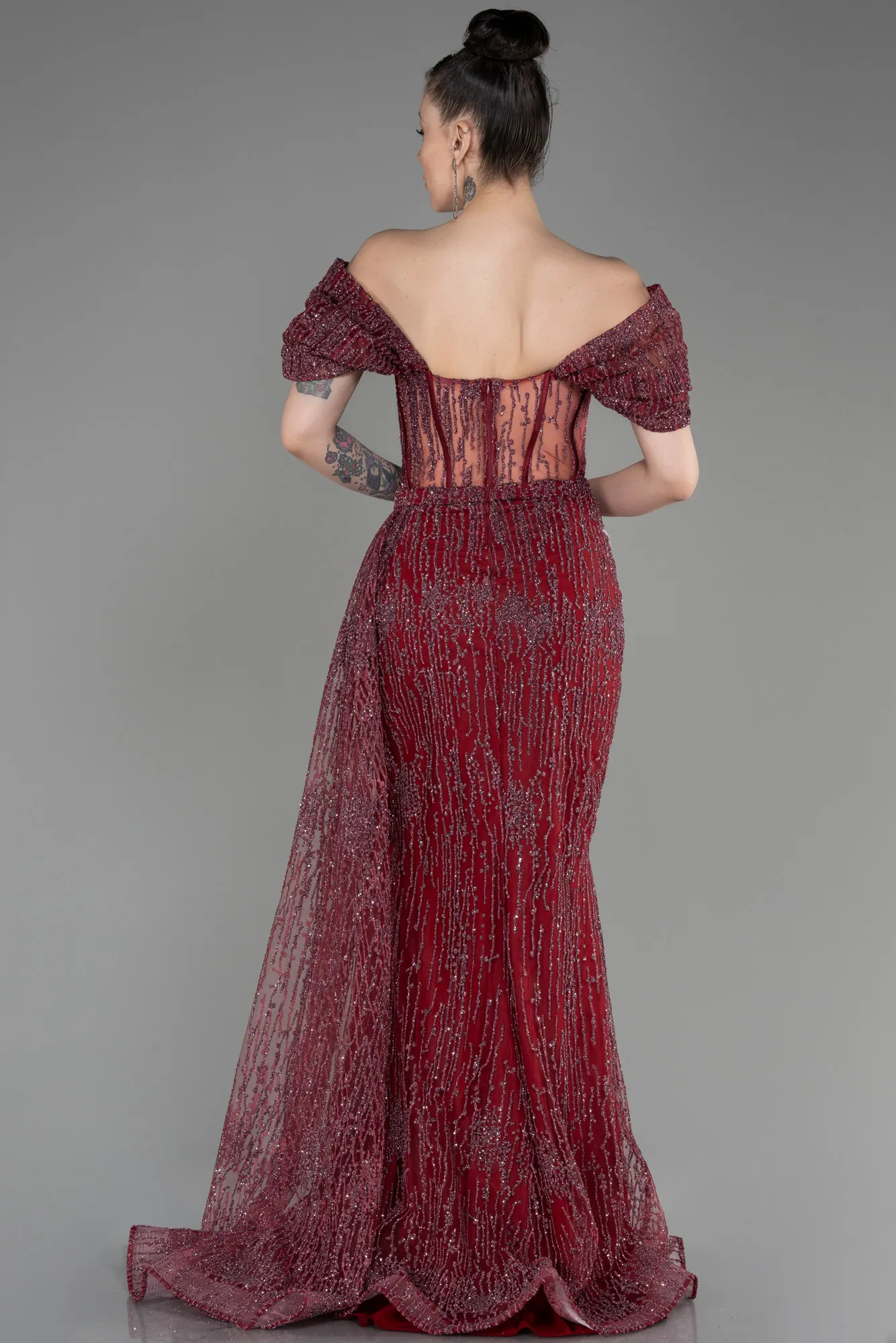 Burgundy-Long Evening Dress ABU2706