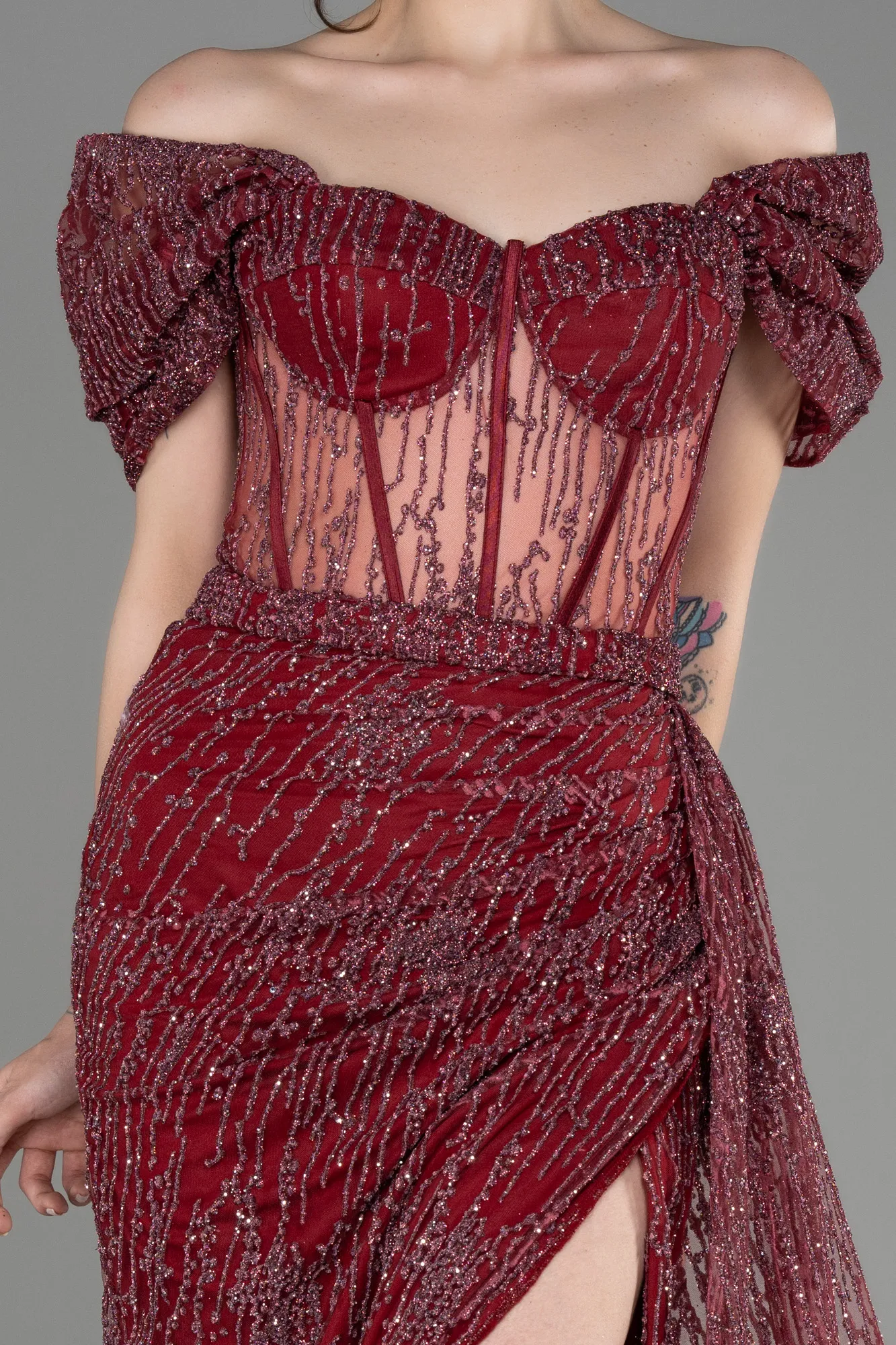 Burgundy-Long Evening Dress ABU2706
