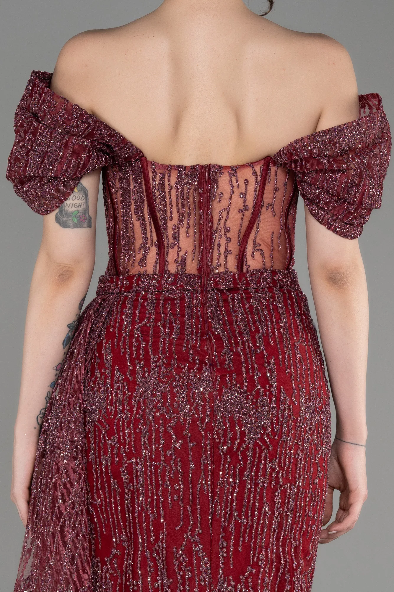 Burgundy-Long Evening Dress ABU2706