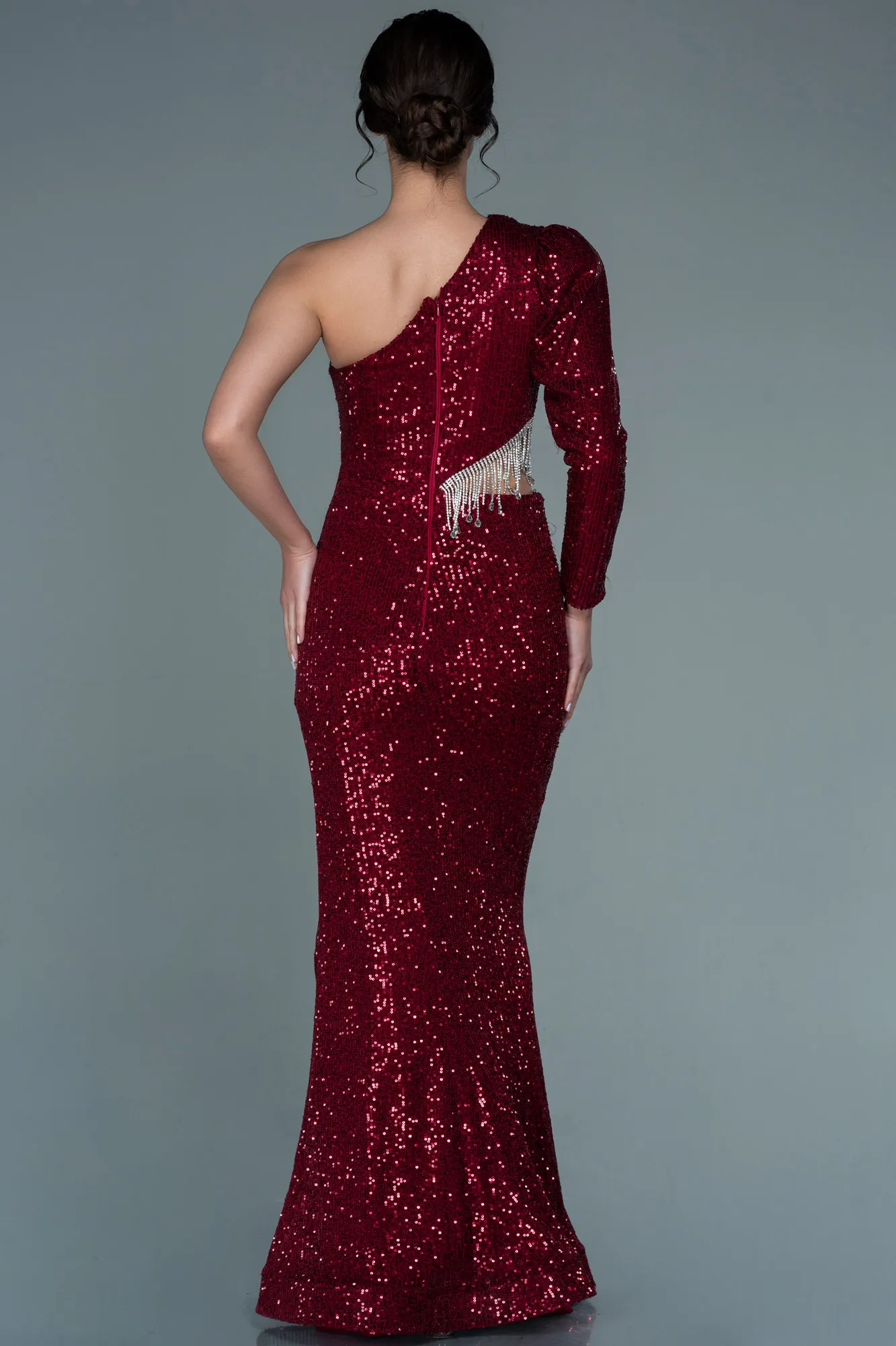 Burgundy-Long Evening Dress ABU2749