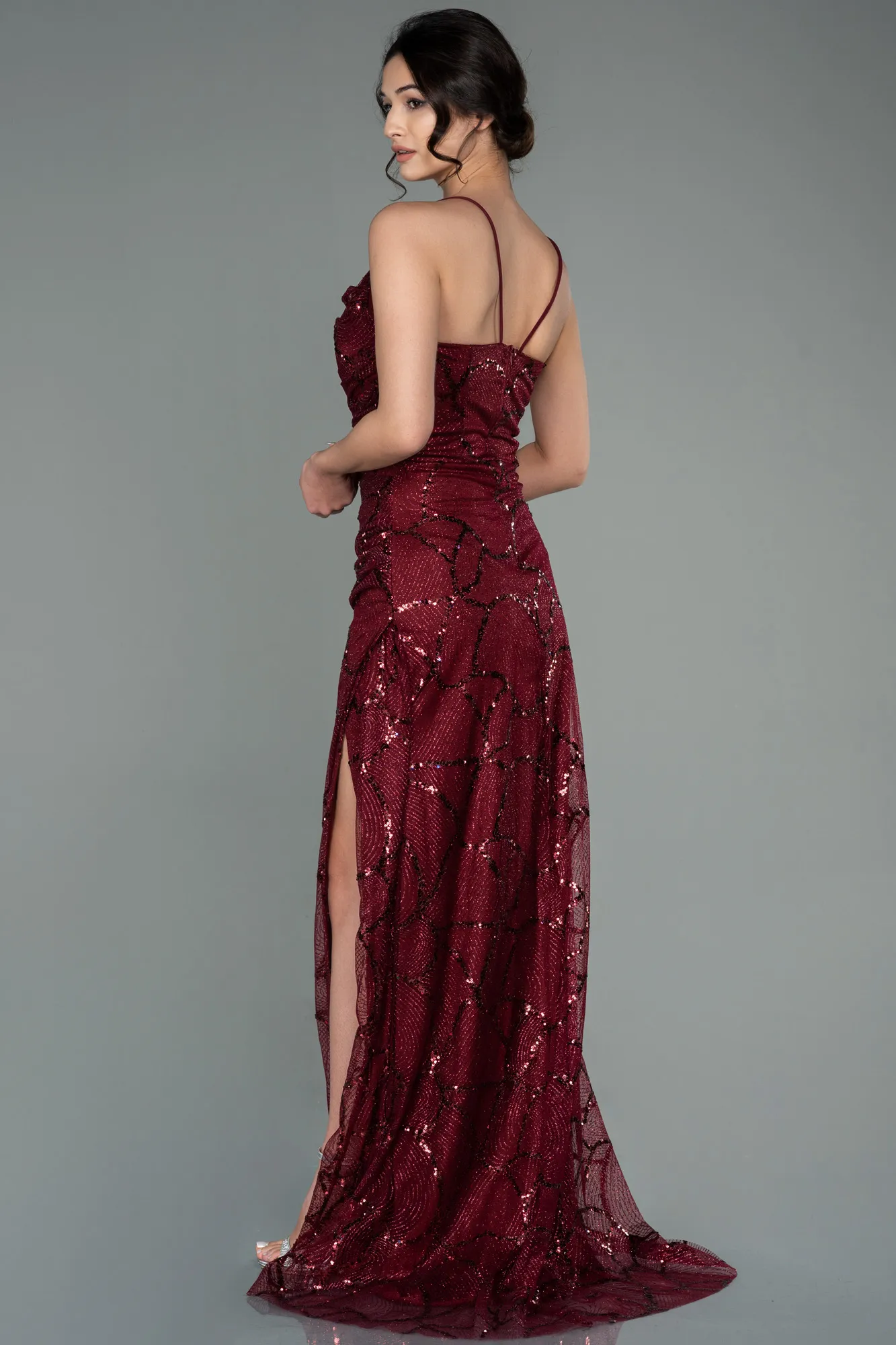 Burgundy-Long Evening Dress ABU2803