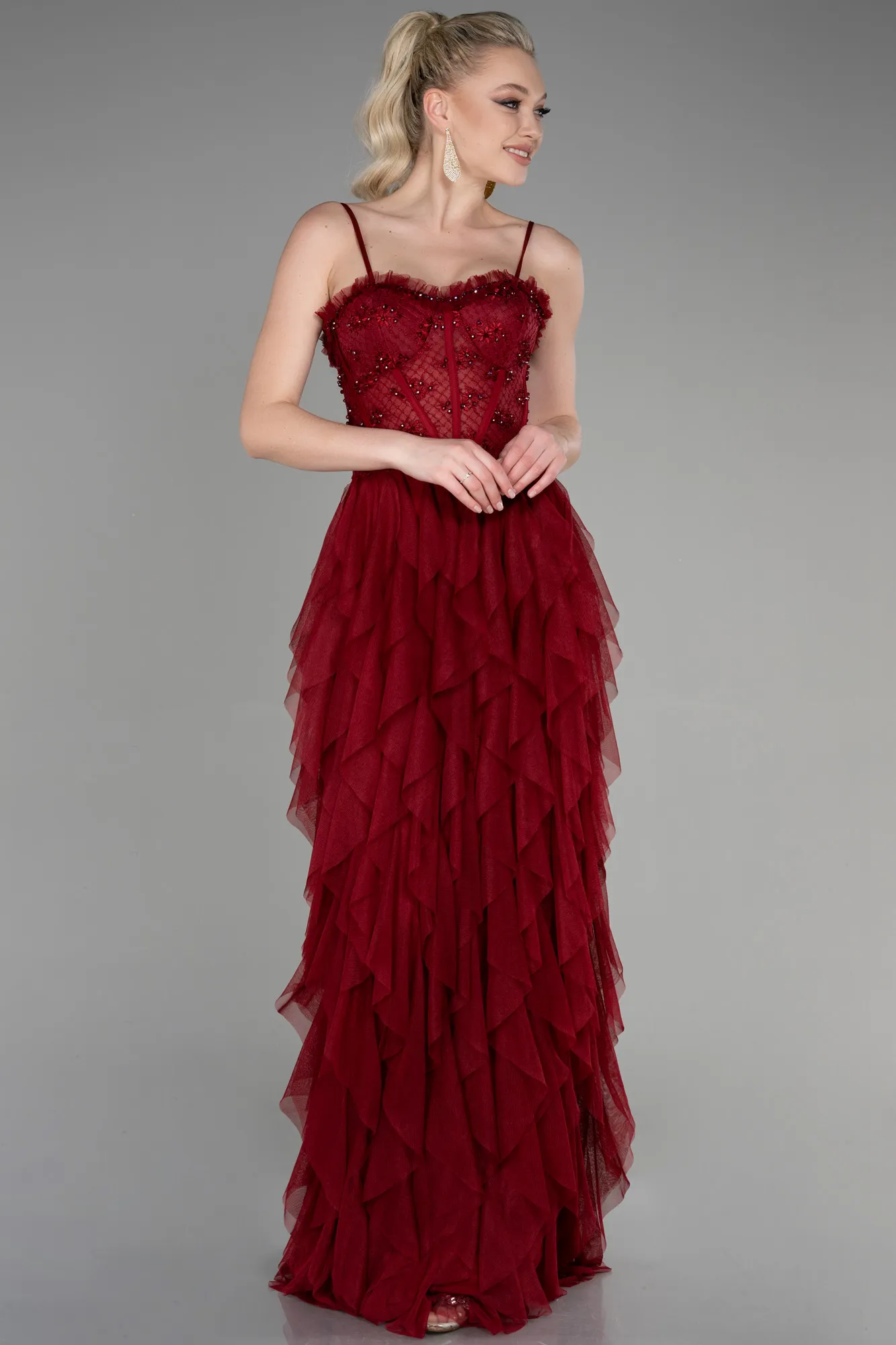 Burgundy-Long Evening Dress ABU2822