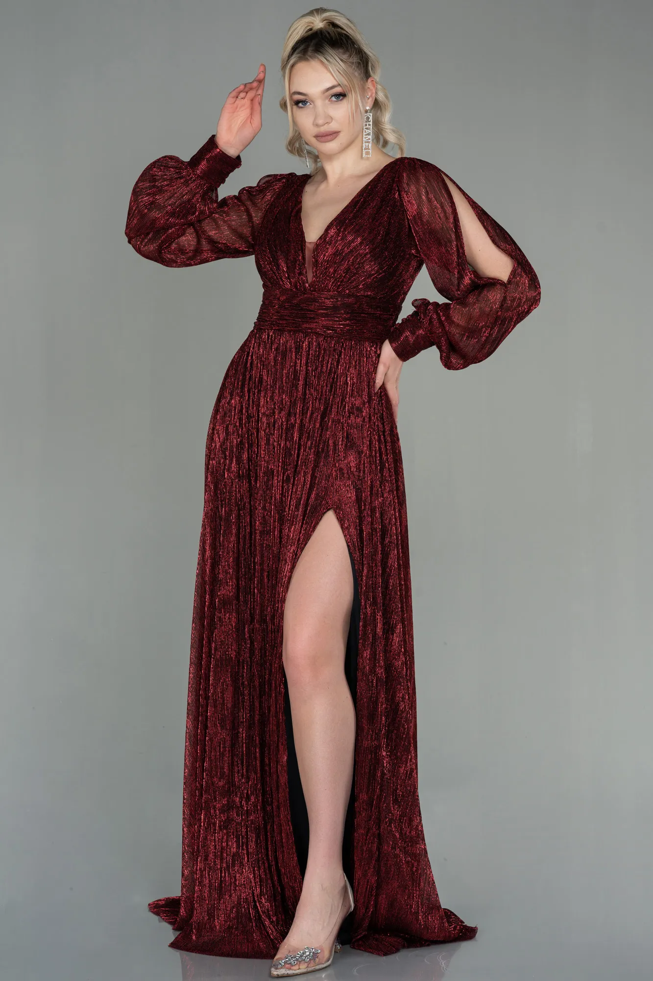Burgundy-Long Evening Dress ABU2905
