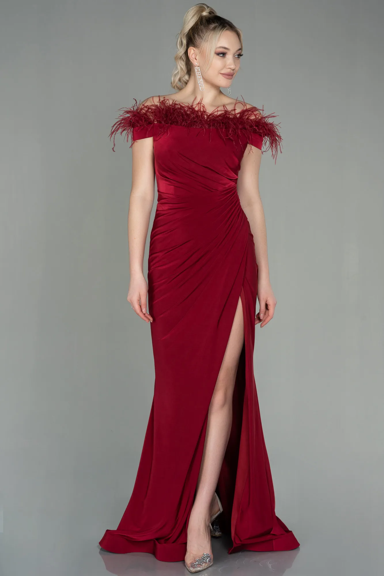 Burgundy-Long Evening Dress ABU2906