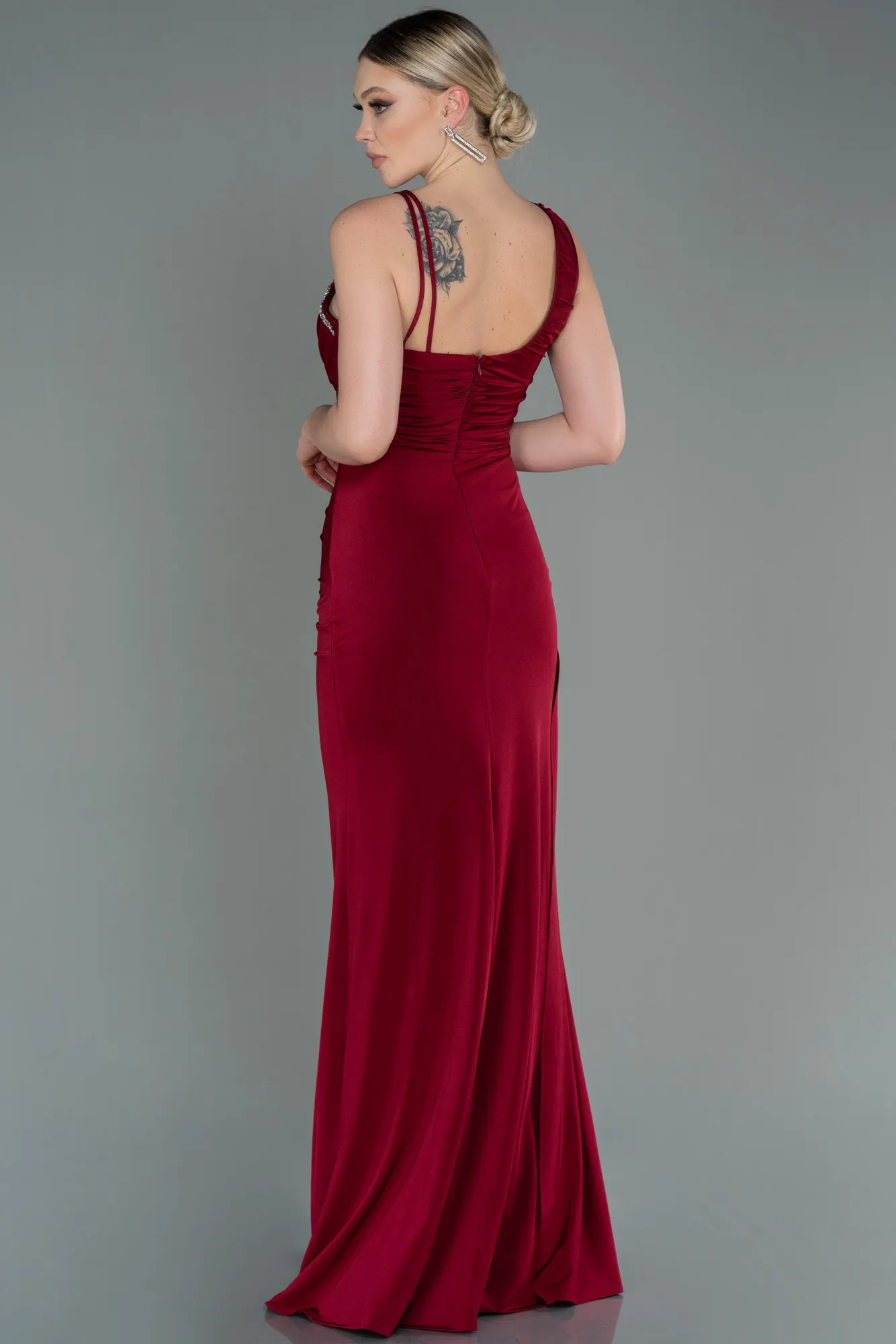 Burgundy-Long Evening Dress ABU3000