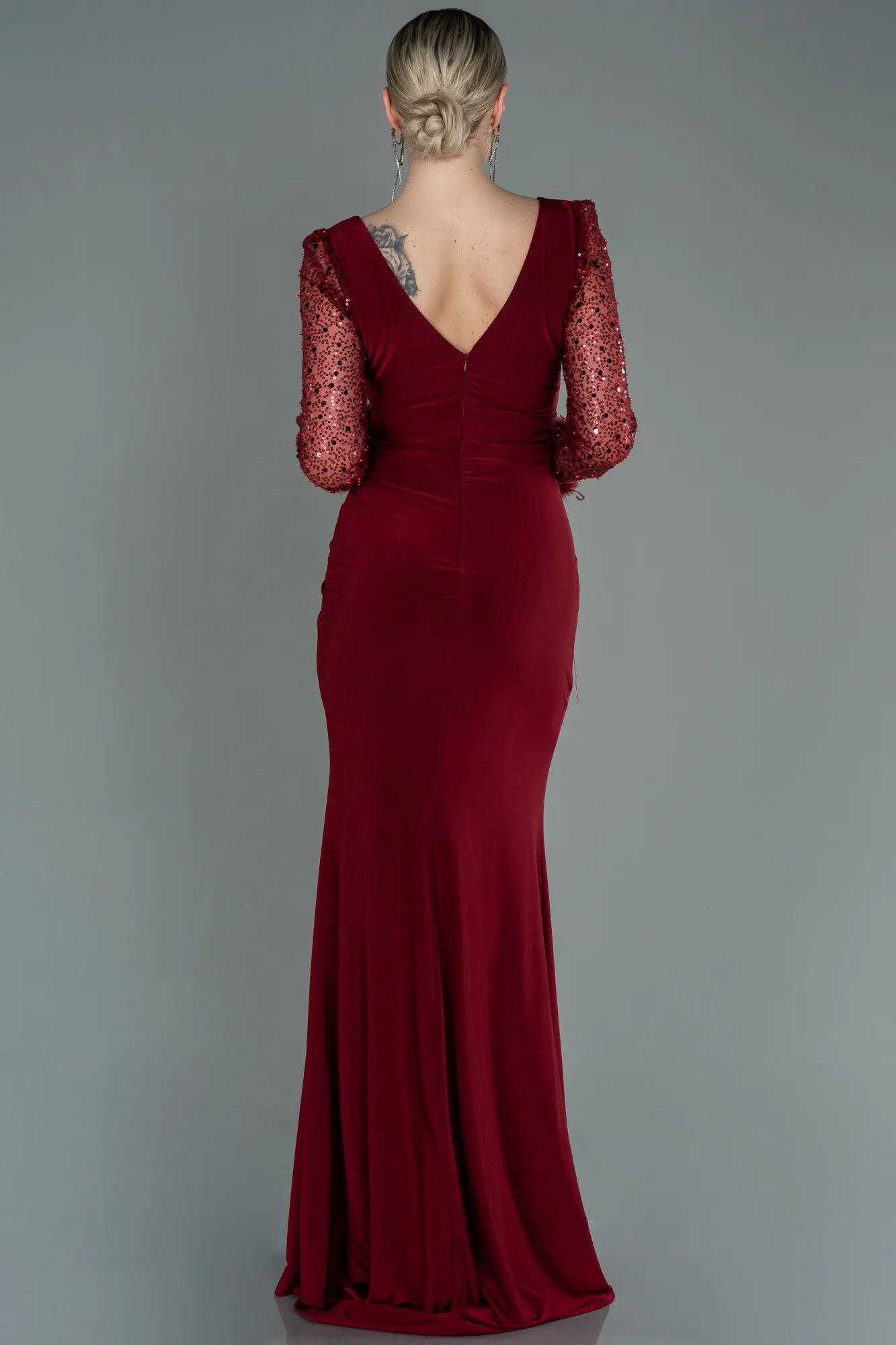 Burgundy-Long Evening Dress ABU3008