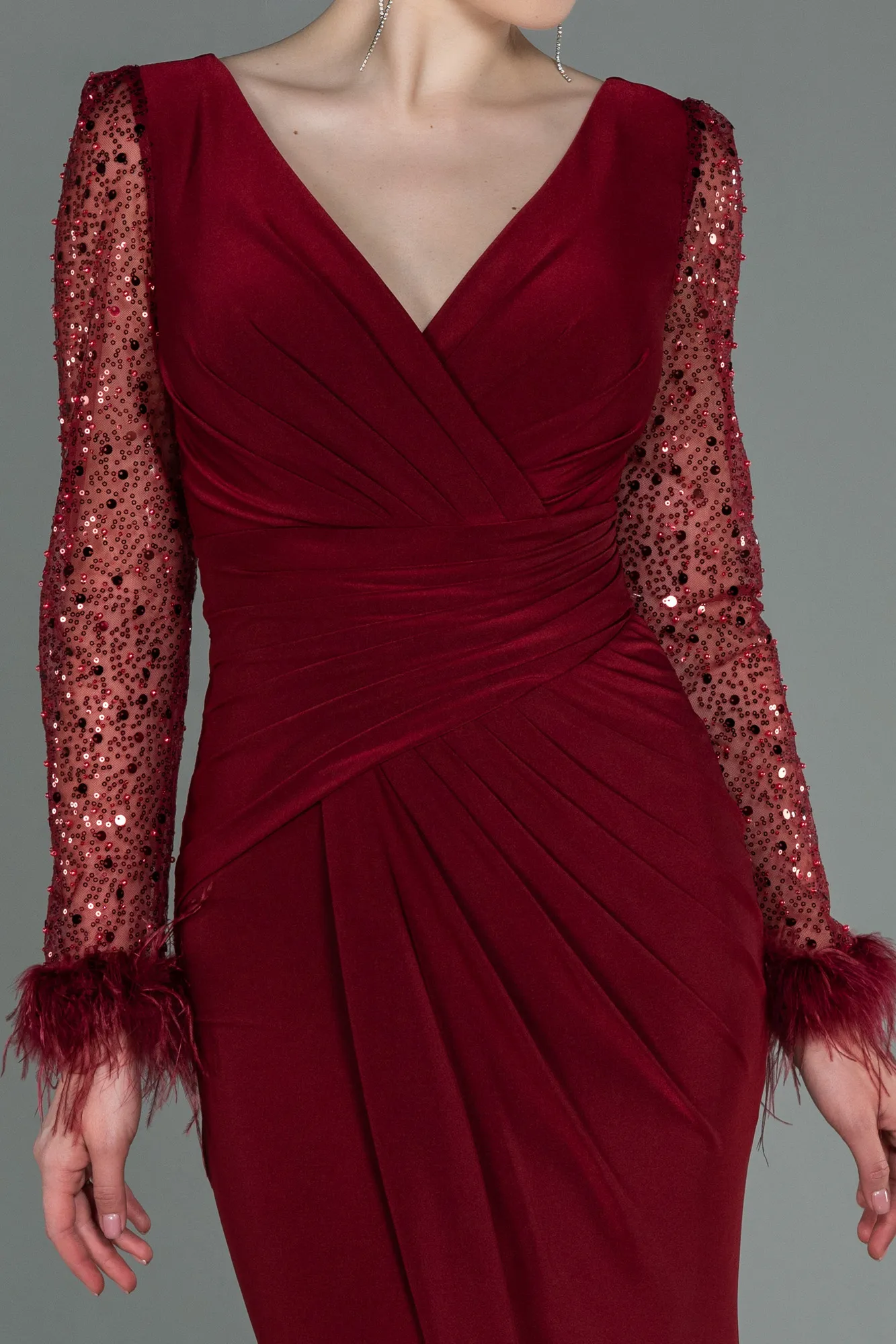Burgundy-Long Evening Dress ABU3008