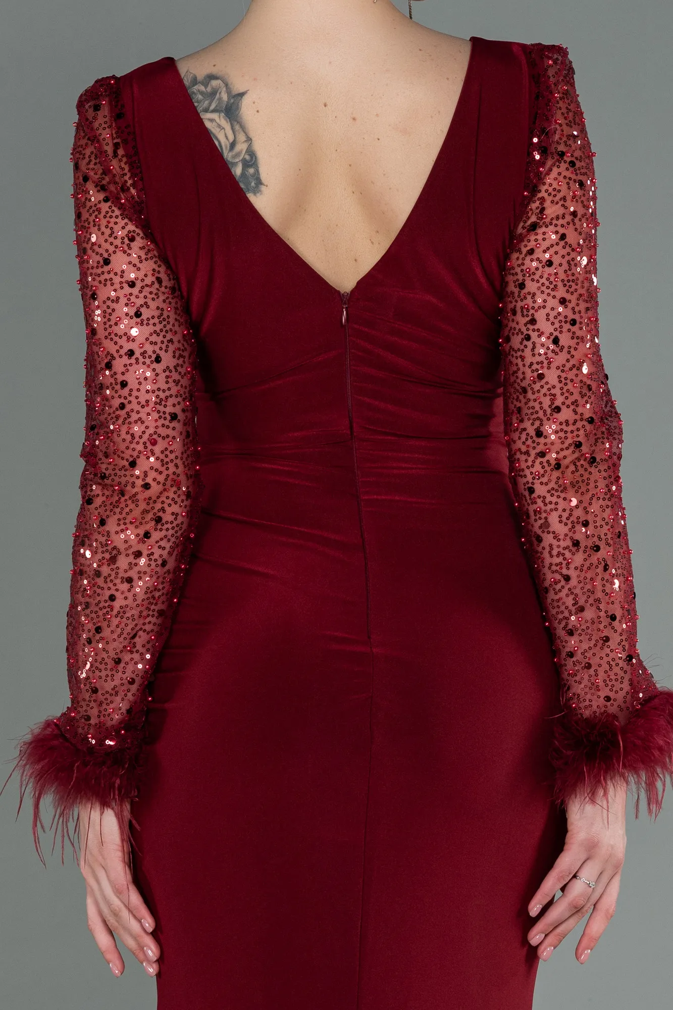 Burgundy-Long Evening Dress ABU3008