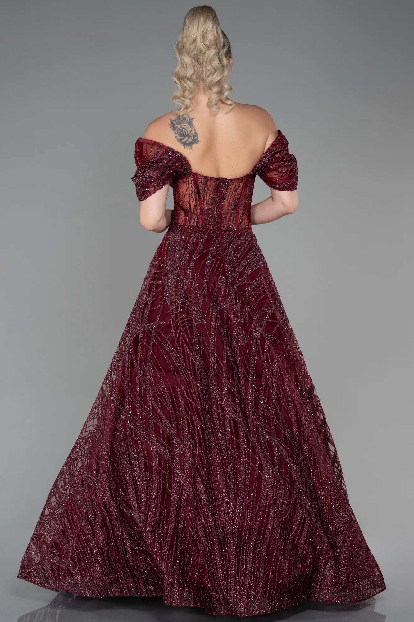 Burgundy-Long Evening Dress ABU3261