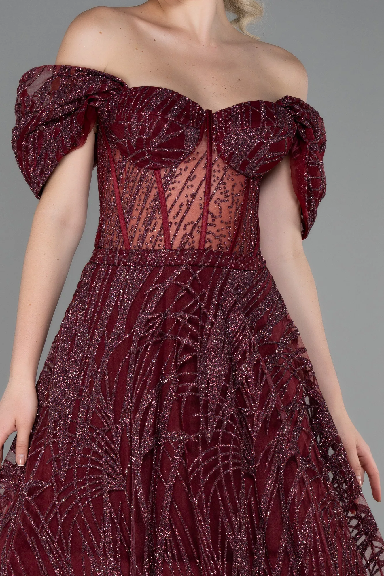 Burgundy-Long Evening Dress ABU3261